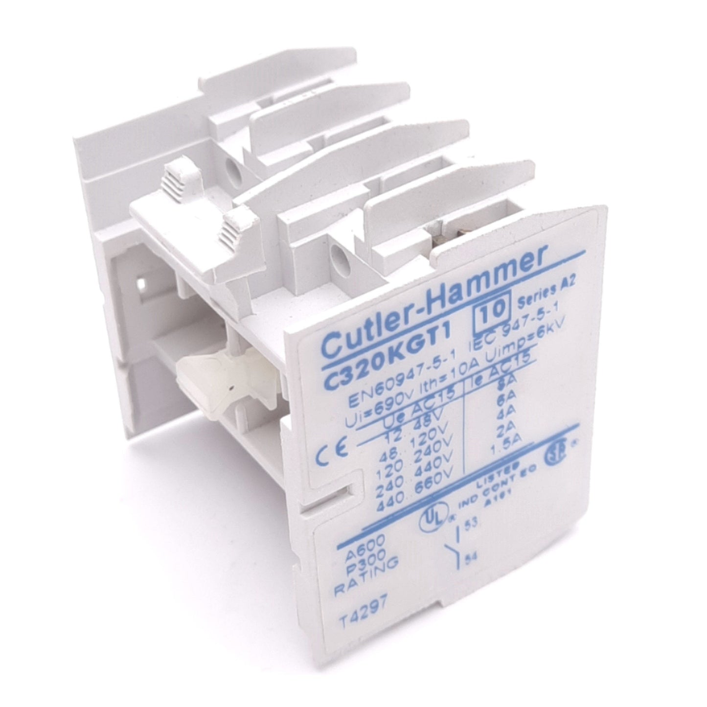 Used Cutler-Hammer C320KGT1 NEMA Auxiliary Contact, 1N.O., 600VAC/DC 10A Max