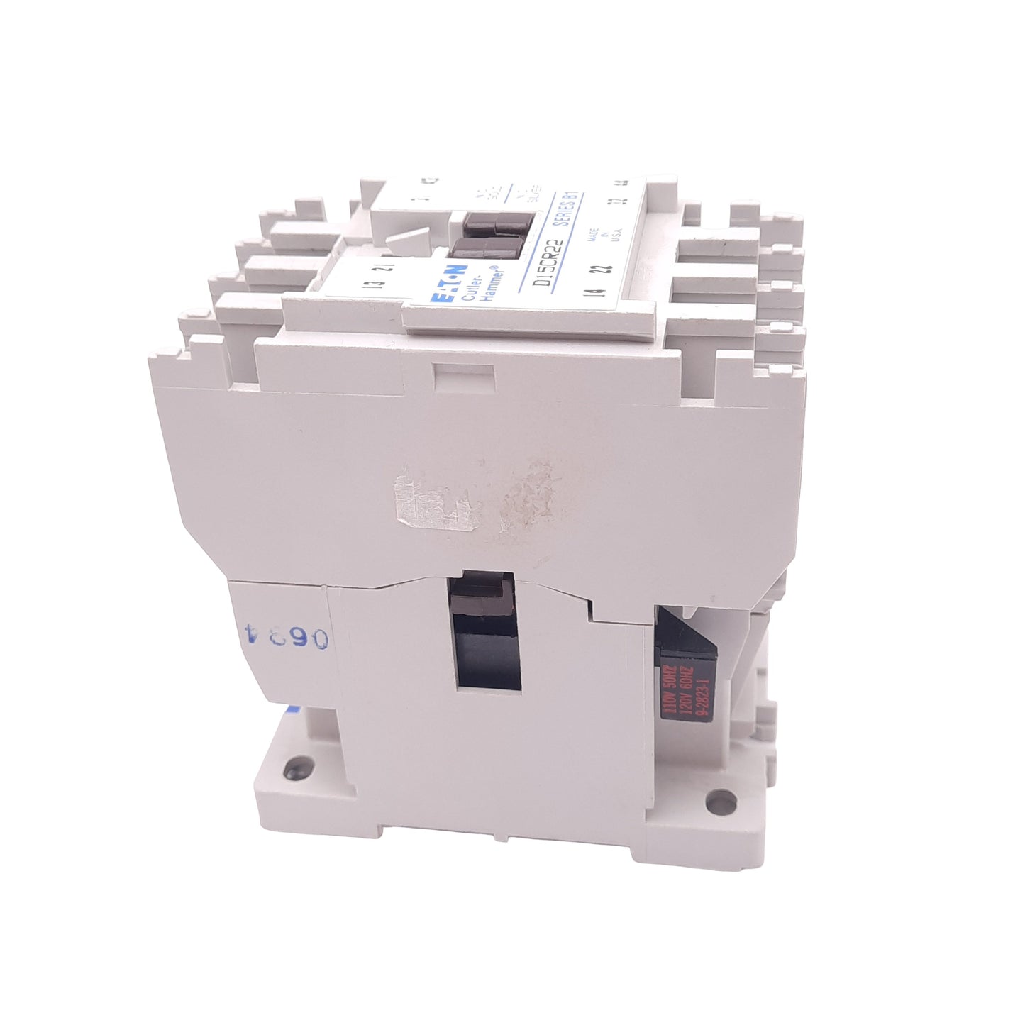 Used Eaton D15CR22 NEMA Machine Tool Relay, 4-Pole 2NO 2NC, 110/120VAC Coil