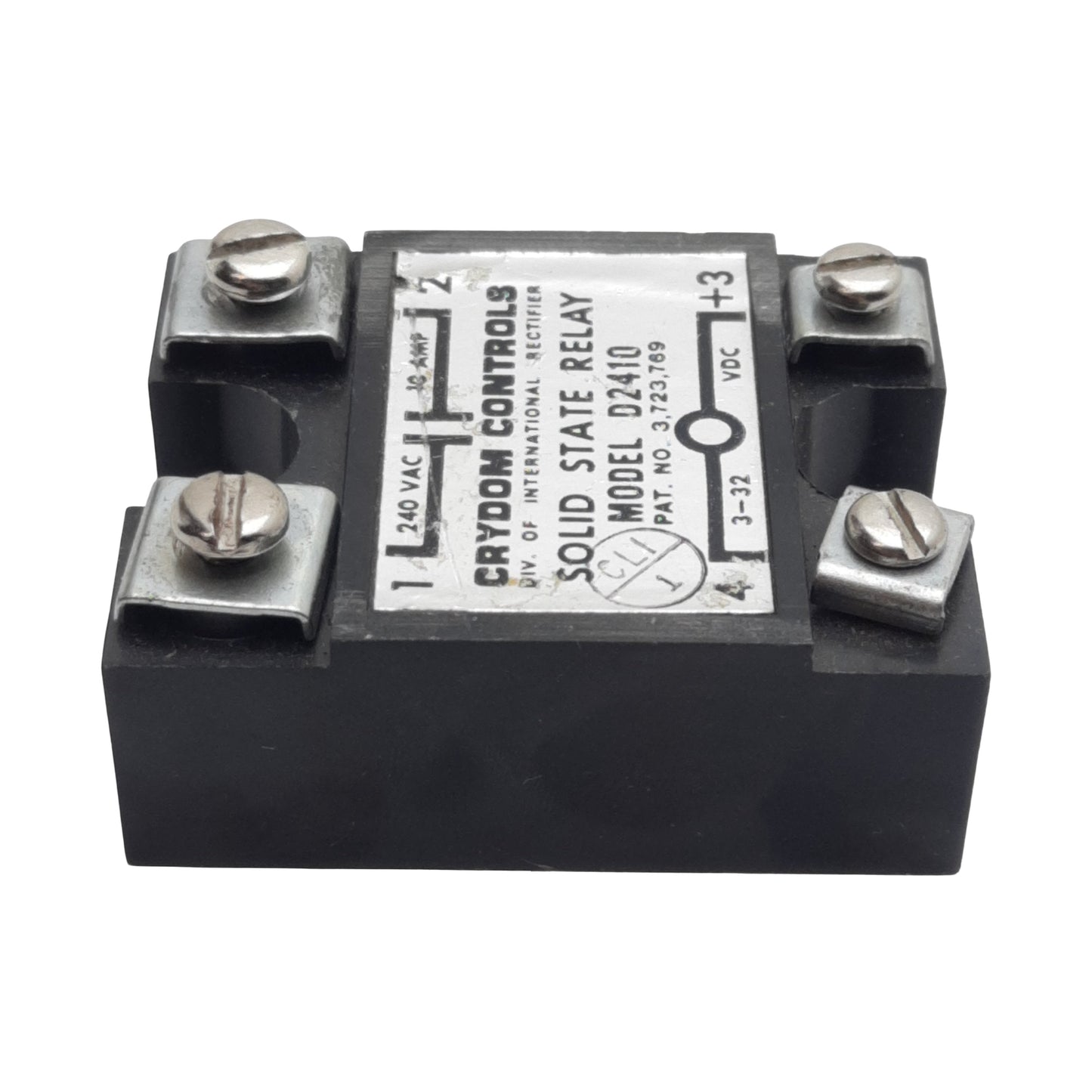 Used Crydom D2410 Hockey Puck Solid-State Relay, SPST-NO, 3-32VDC In, 10A 240VAC Out