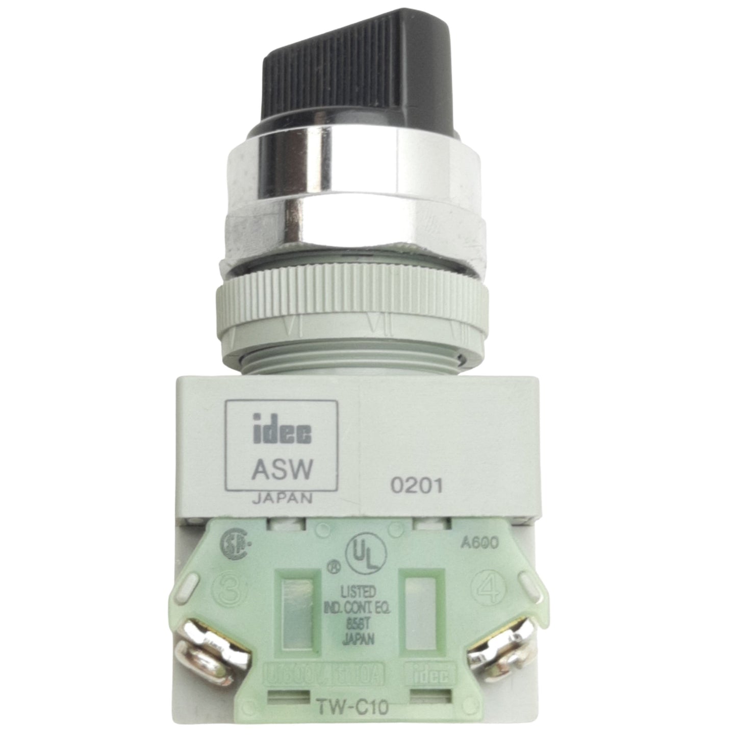 Used IDEC ASW21L20-304 Black 2-Position Maintained Selector Switch ø22mm, 2NO
