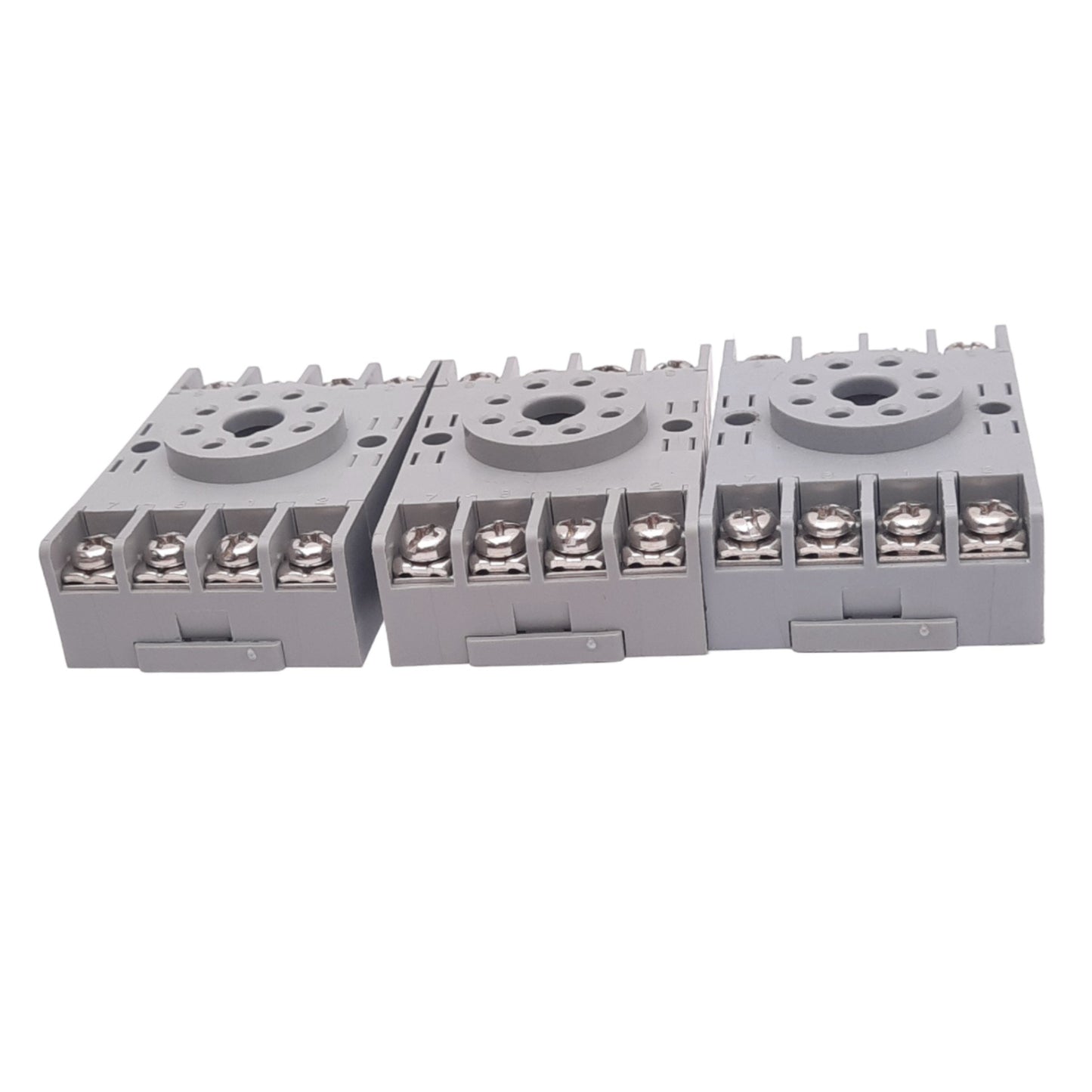 Used Lot of 3 IDEC SR2P-06 Relay Sockets, 8-Pin Octal, 300V 10A Max, DIN Rail