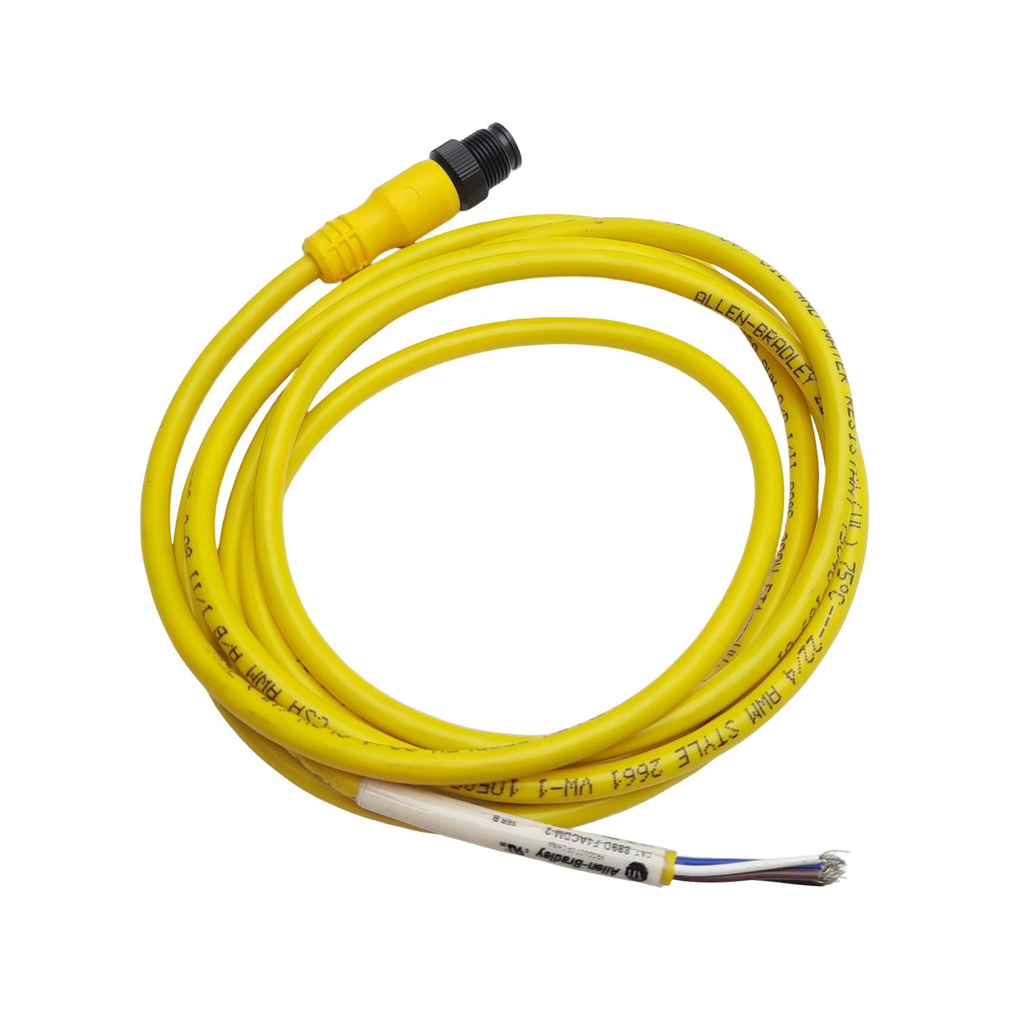 New Allen Bradley 889D-F4ACDM-2 Cordset, 4-Pin M12 Male to Leads, 4A 250VAC, 2m