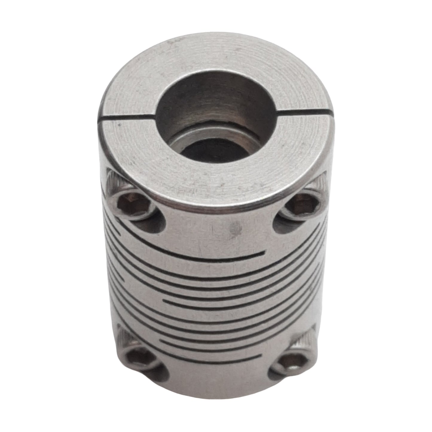 Used Stainless Steel Shaft Coupling, ø0.375in Bore, 1.1in Length x ø0.75in OD