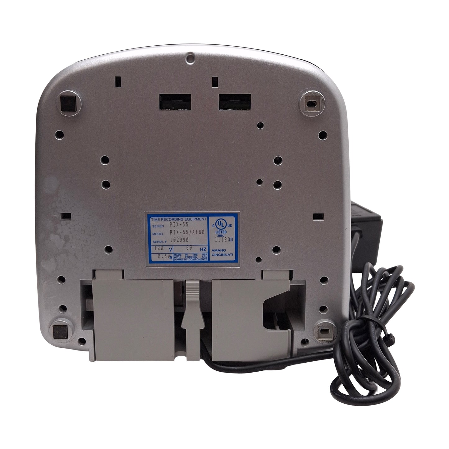 Used Amano PIX-55/A180 Punch Card Employee Atomic Time Clock, Wall Mount, 120VAC