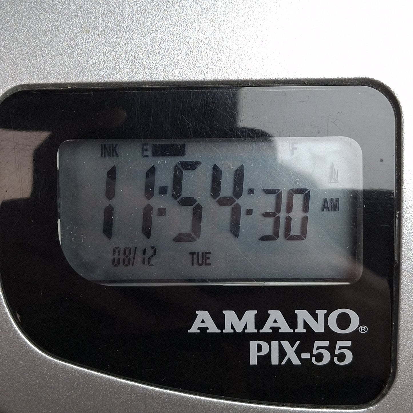 Used Amano PIX-55/A180 Punch Card Employee Atomic Time Clock, Wall Mount, 120VAC