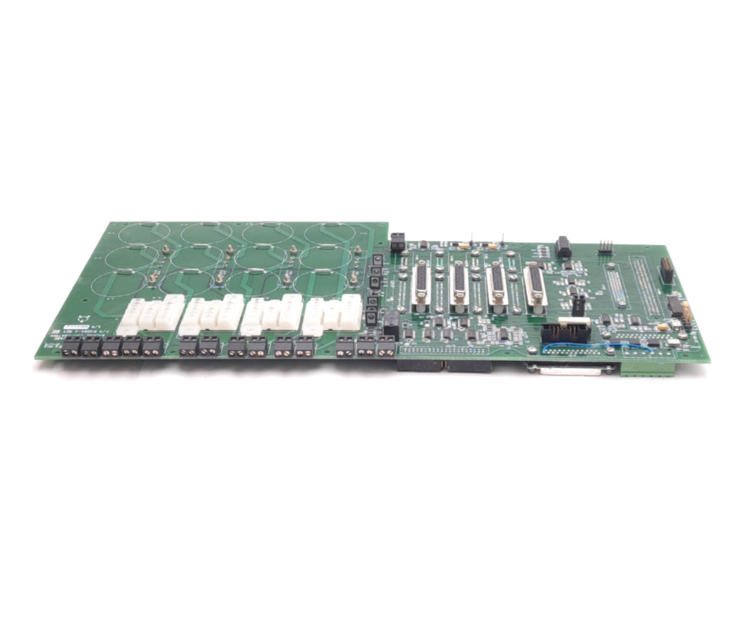 Used Anorad 811094-A Rev G 5U Chassis Board, 4 Relay Sockets, 5VDC Backplane