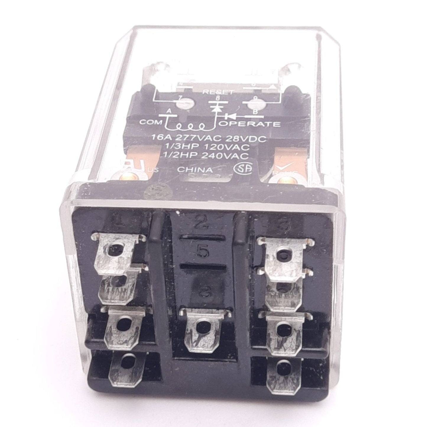 Used Dayton 1EHX8 120 VAC Ice-Cube Relay, DPDT, 9-Pin, 16A Max, 120VAC Coil