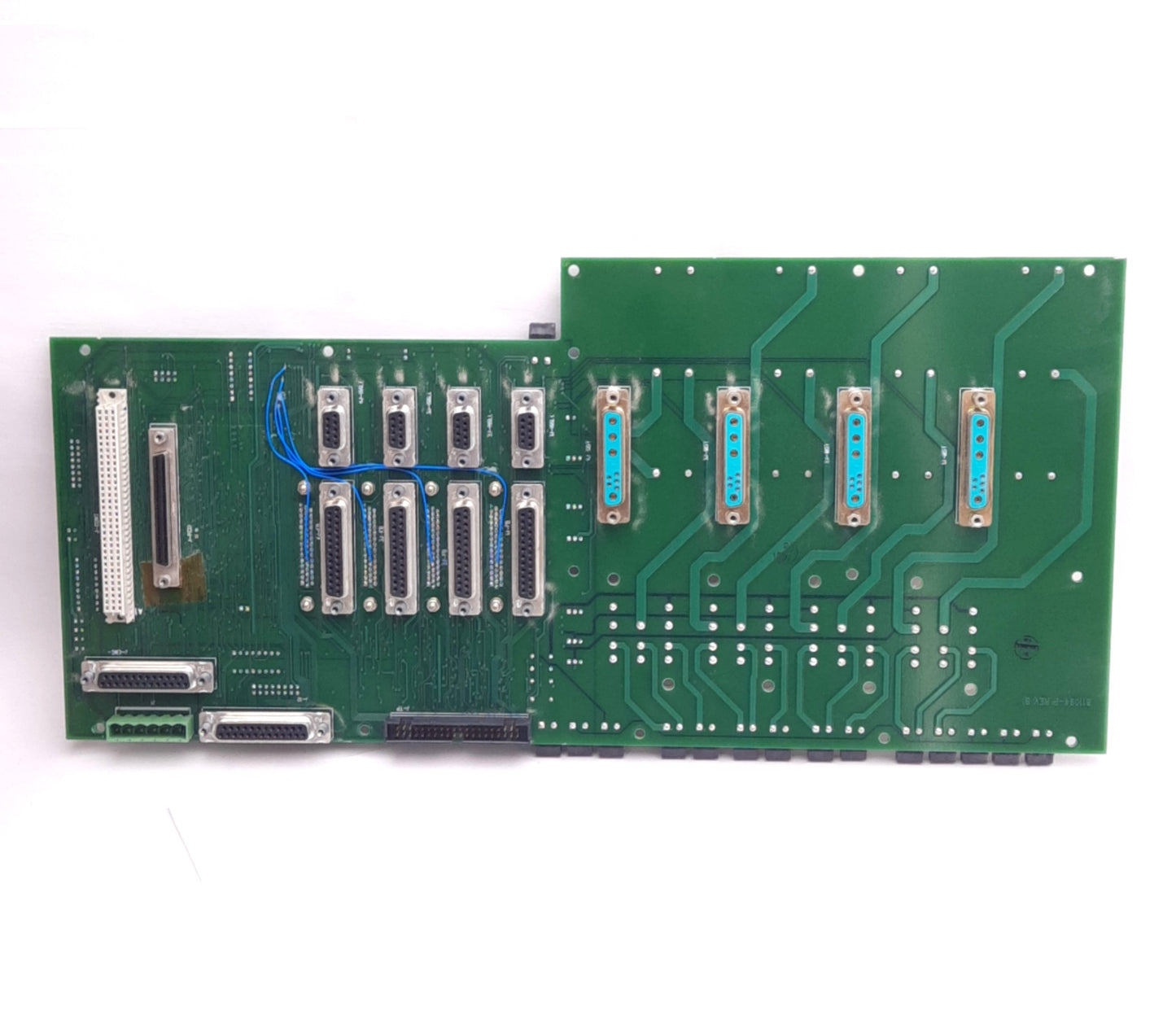 Used Anorad 811094-A Rev E 5U Chassis Board w/ Inductors, 4 Relay Sockets, 5VDC