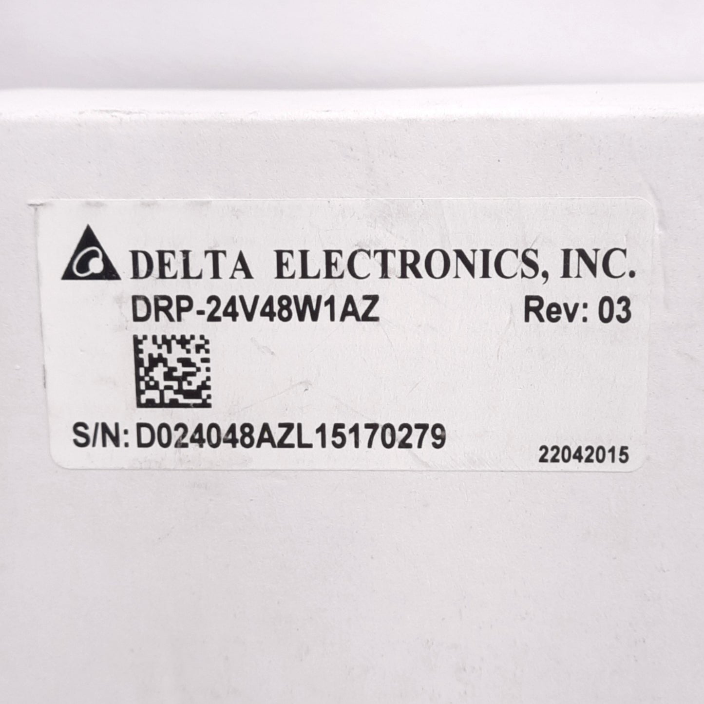 New Delta Electronics DRP-24V48W1AZ Power Supply, 100-240VAC In, 24VDC 2A Out, 48W