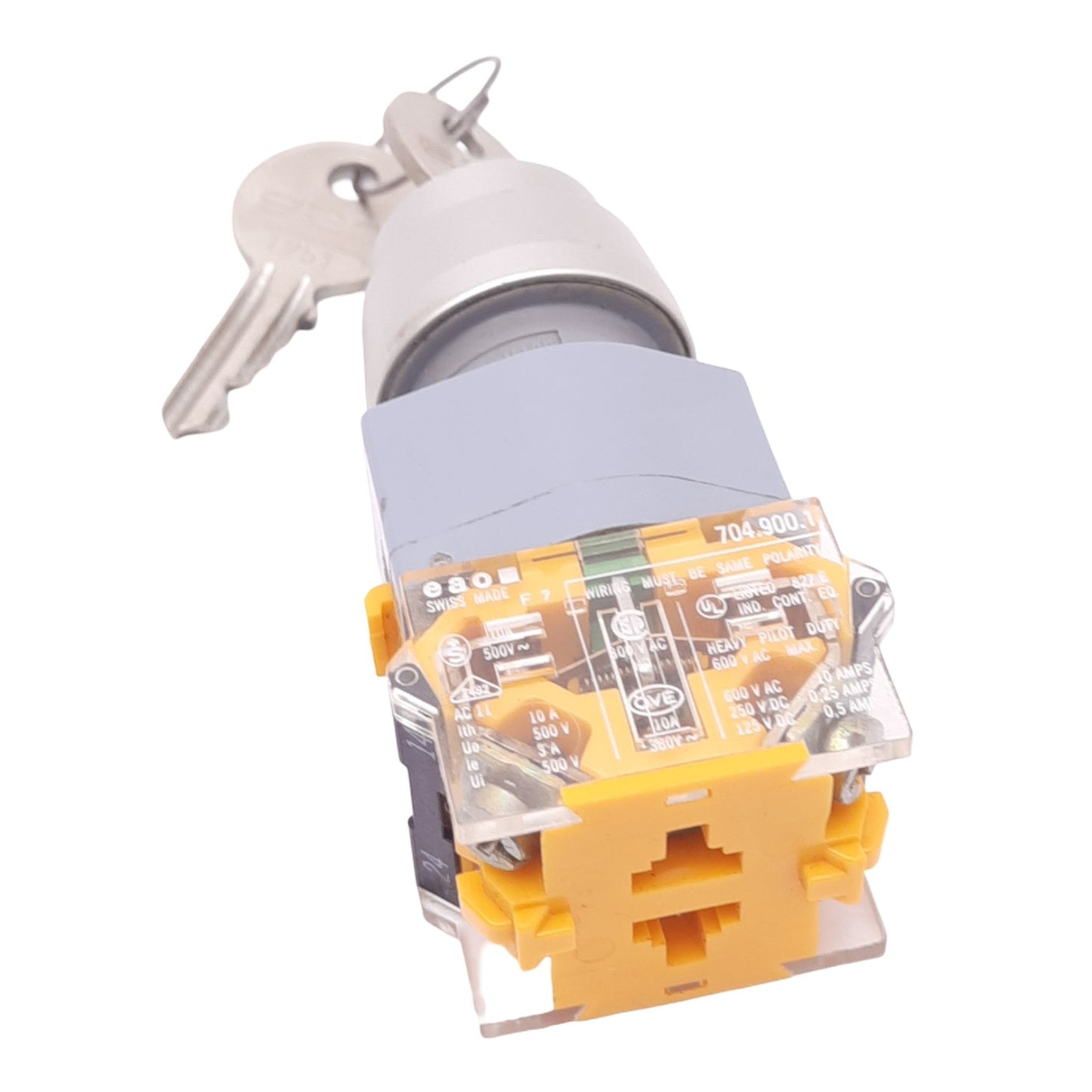 New EAO 704.900.1 Key Selector Switch, ø22mm, 2-Position, 1NO, 600V 10A Max