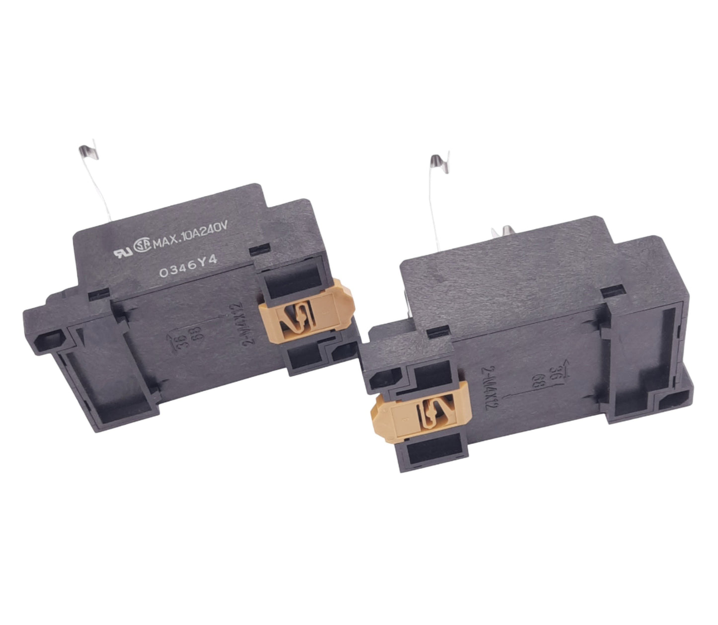 Used Lot of 2 Omron PTF14A Relay Sockets, 14-Pin, 250VAC 10A Max, DIN Rail