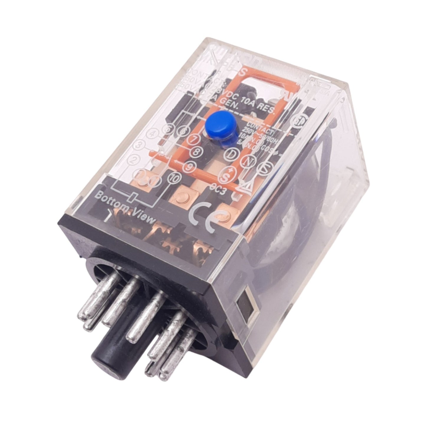 New Omron MK3P5-S Ice-Cube Relay, 3PDT, 11-Pin, Push to Test, 10A Max, 24VDC Coil