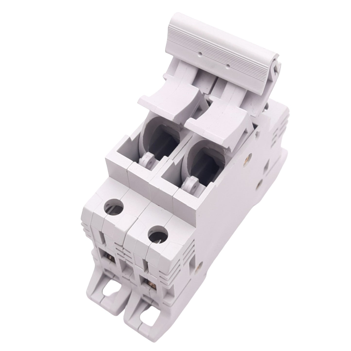 Used Legrand 21403 10x38 Fuse Holder, 2-Fuse, 500VAC 6A Max, DIN Rail Mount