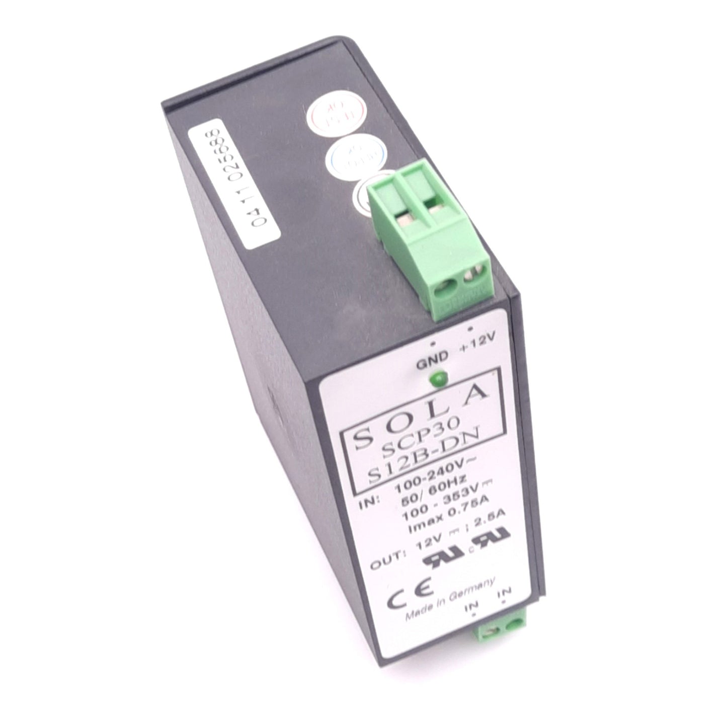 New – Open box SOLA SCP30 S12B-DN Switching Power Supply, 100-240VAC In, 12VDC 2.5A Out, 30W