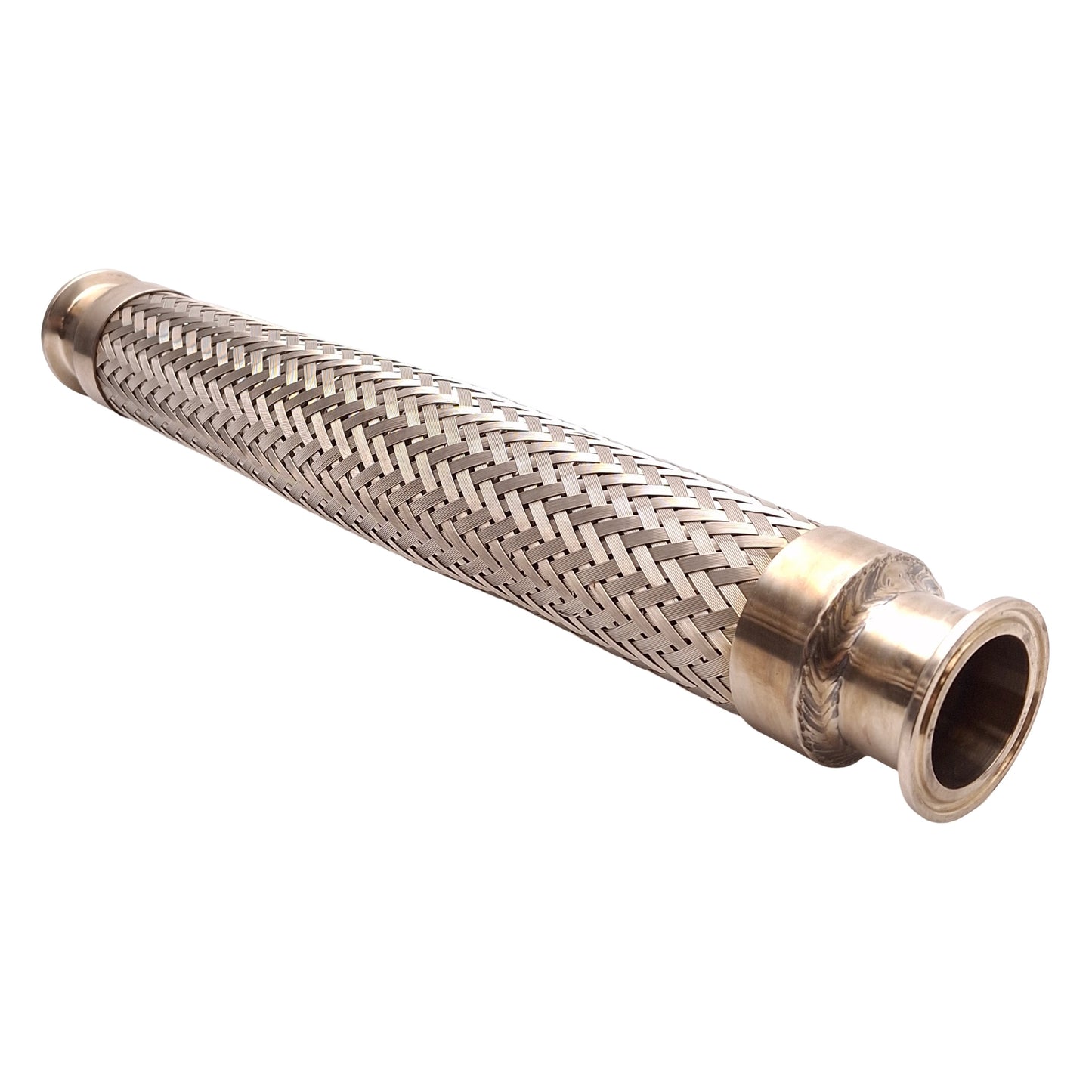 Used Flexible Stainless Steel Braided Coupling, 15.25in Long, 1.5in Tri-Clamp Fitting