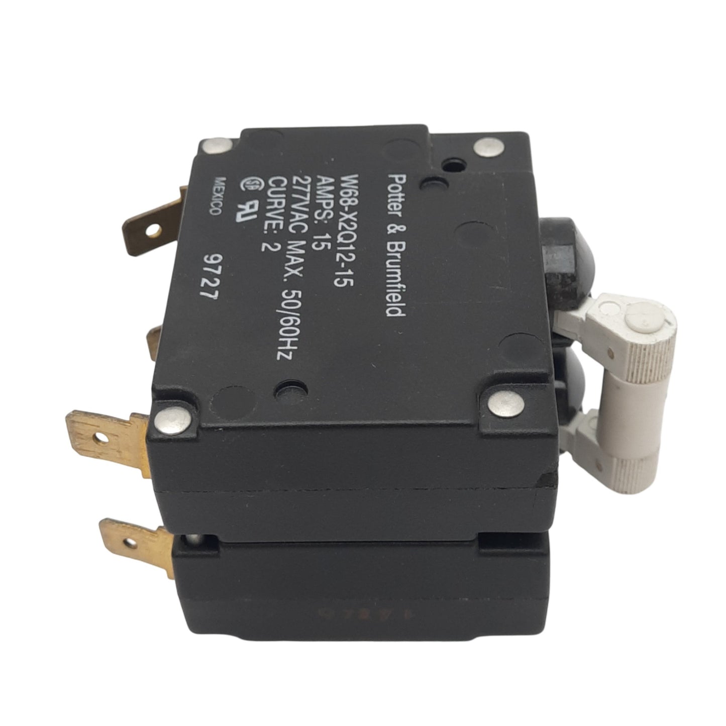 Used Potter & Brumfield W68-X2Q12-15 Magnetic Circuit Breaker, 15A, 277VAC Max