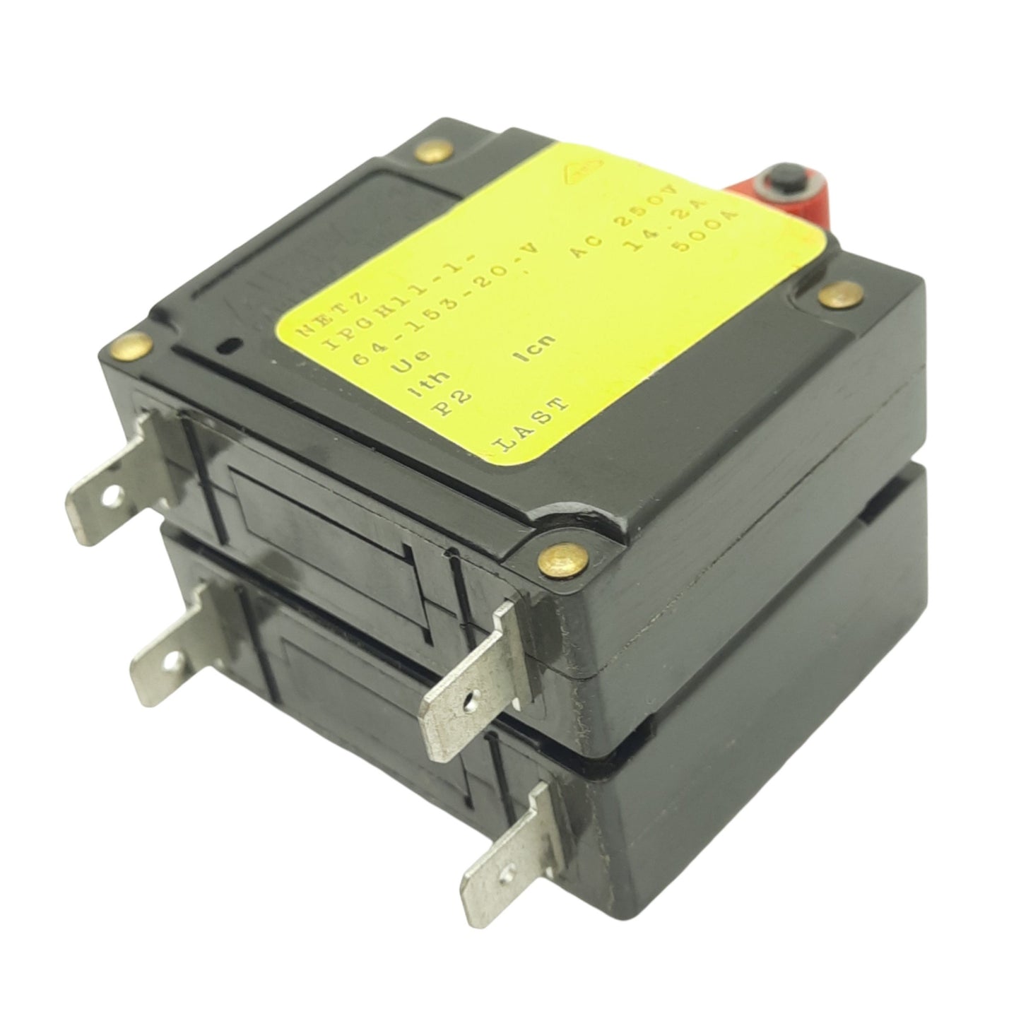 Used Airpax IPGH11-1-64-153-20-V Magnetic Circuit Breaker, 2-Pole, 18.8A, 250VAC Max