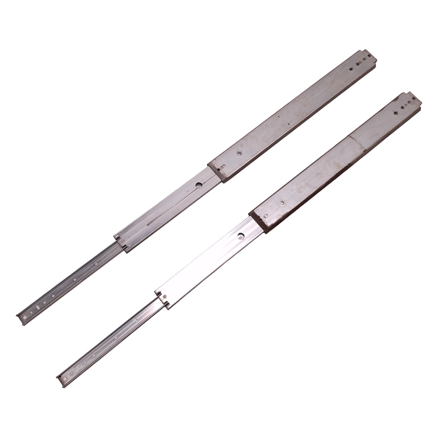 Used Lot of 2 Heavy Duty Industrial Steel Drawer Slide, 24in L x 3in H x 0.75in D
