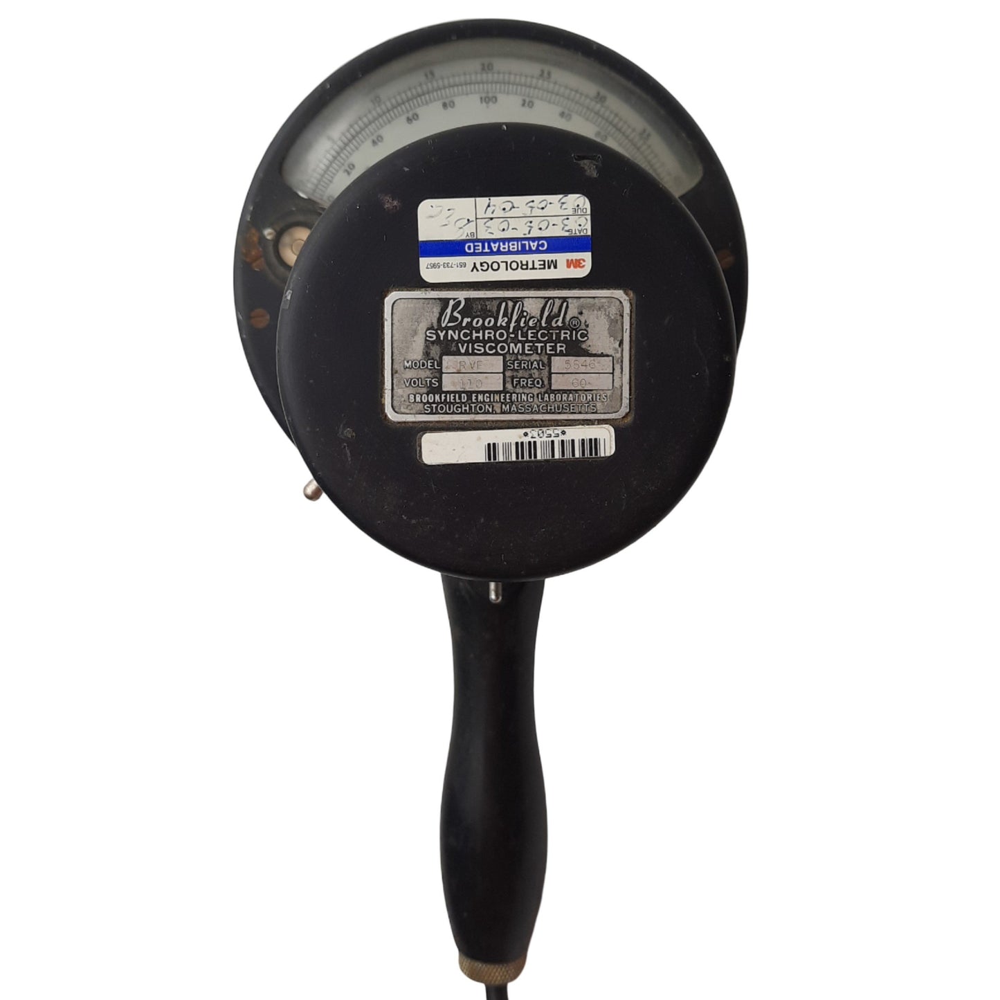 Used Brookfield RVF Dial Viscometer 110VAC Input, 2-20RPM, 100cP to 8M cP (mPas)