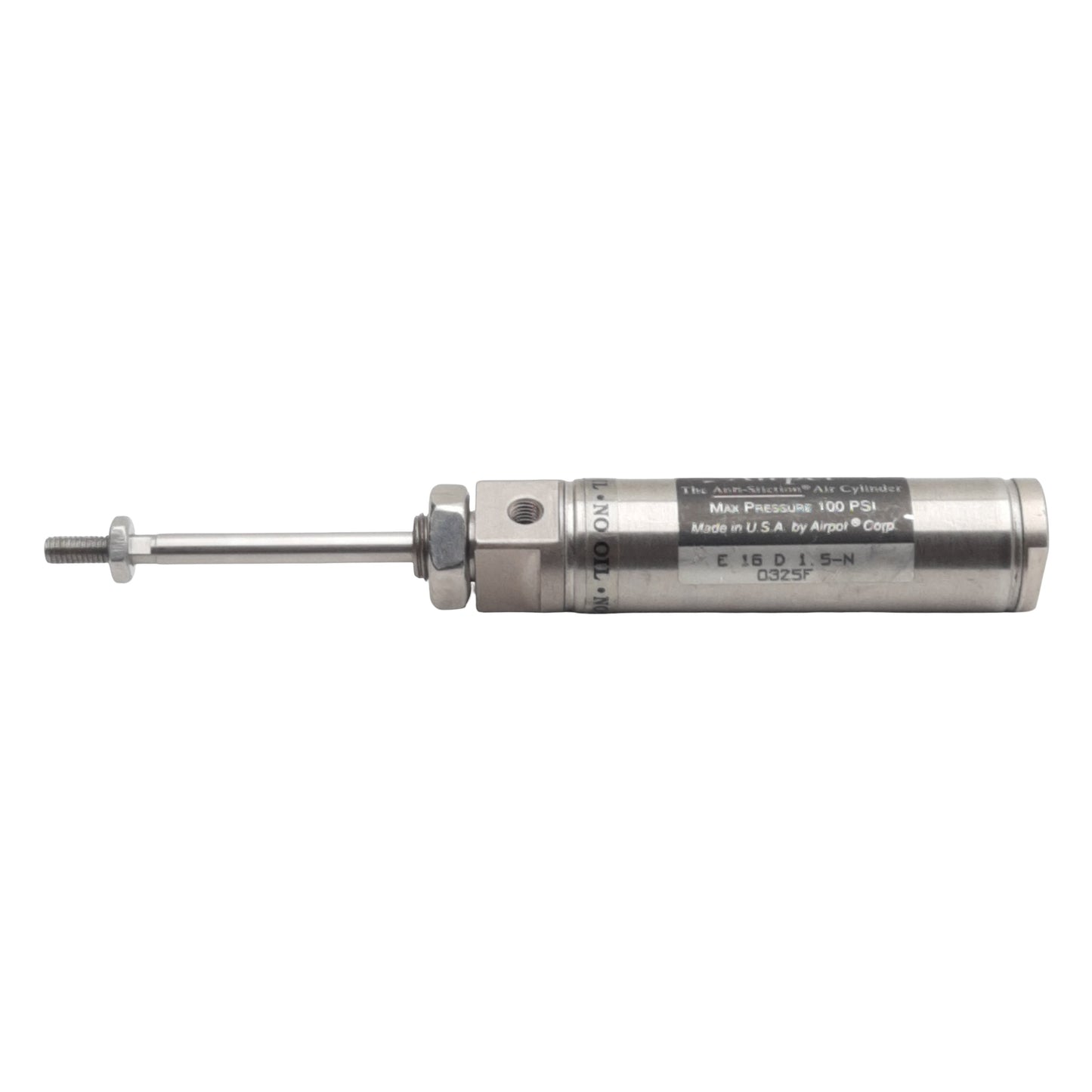 Used Airpel E16D1.5N Pneumatic Cylinder, ø0.627in Bore, 1.5in Stroke, #10-32, 100psi
