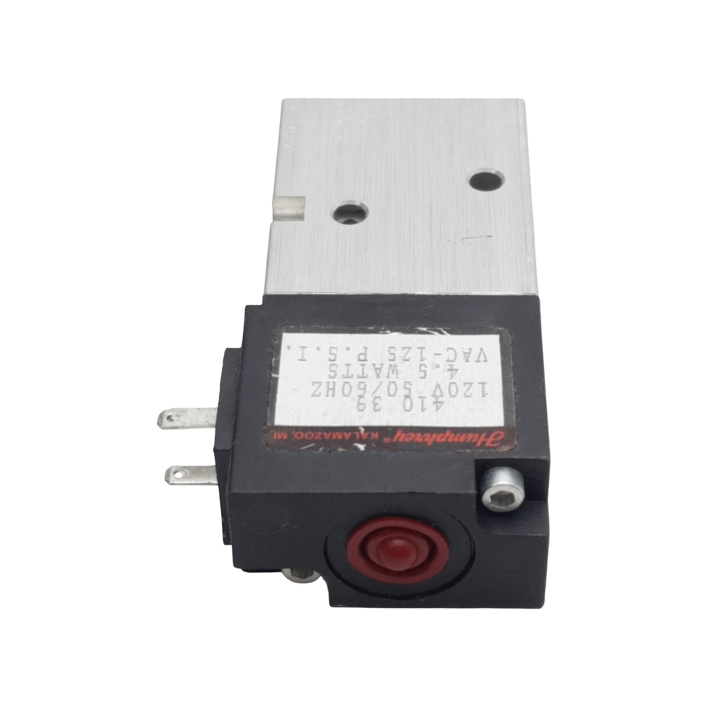 Used Humphrey 410-39-120V Solenoid Valve, 4-Way, 1/8in NPTF, 125psi, 4.5W 120VAC Coil
