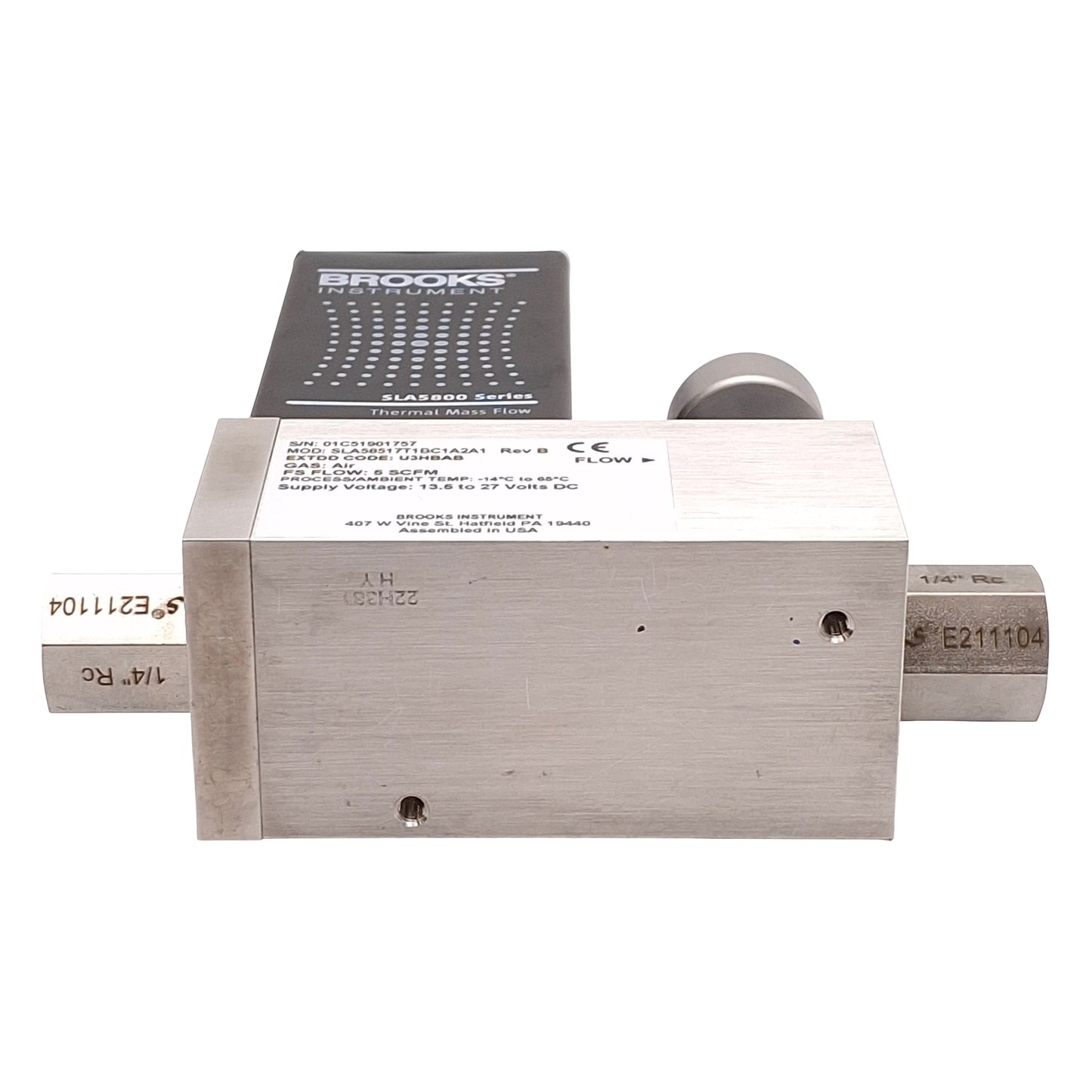 New Brooks SLA58517T1BC1A2A1 Mass Flow Meter, Air, 5SCFM, 50psig, Rc1/4, 13.5-24VDC