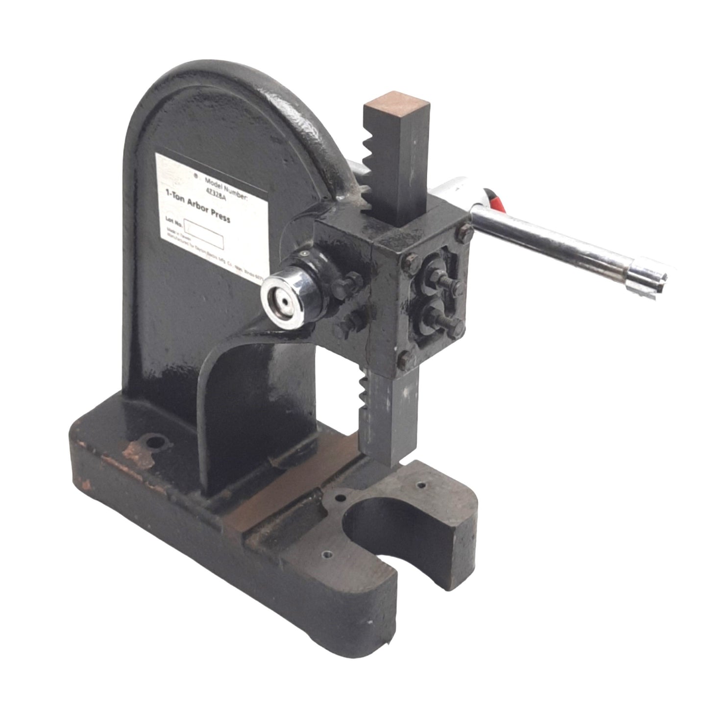Used Dayton 4Z328A Toothed Pinion Arbor Press, 8in Swing, 1 Ton Capacity, *No Anvil*