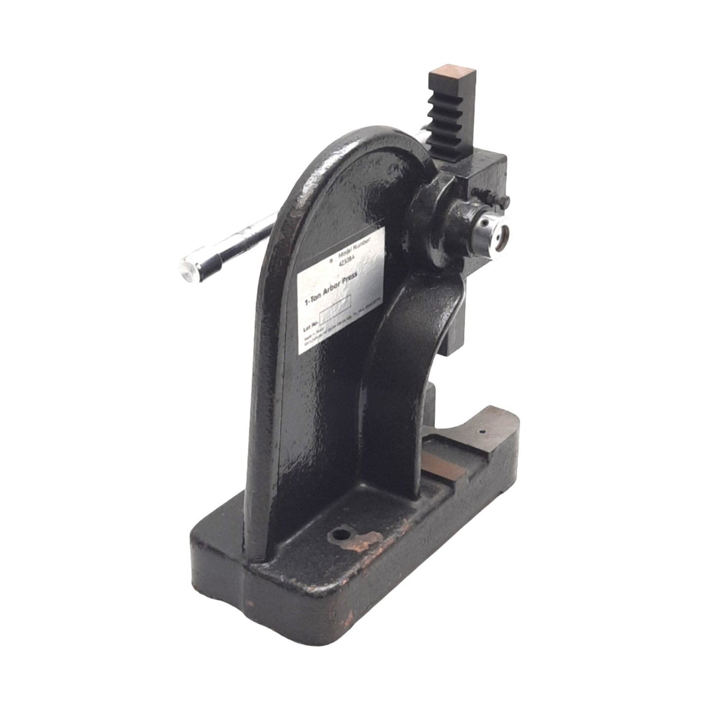 Used Dayton 4Z328A Toothed Pinion Arbor Press, 8in Swing, 1 Ton Capacity, *No Anvil*