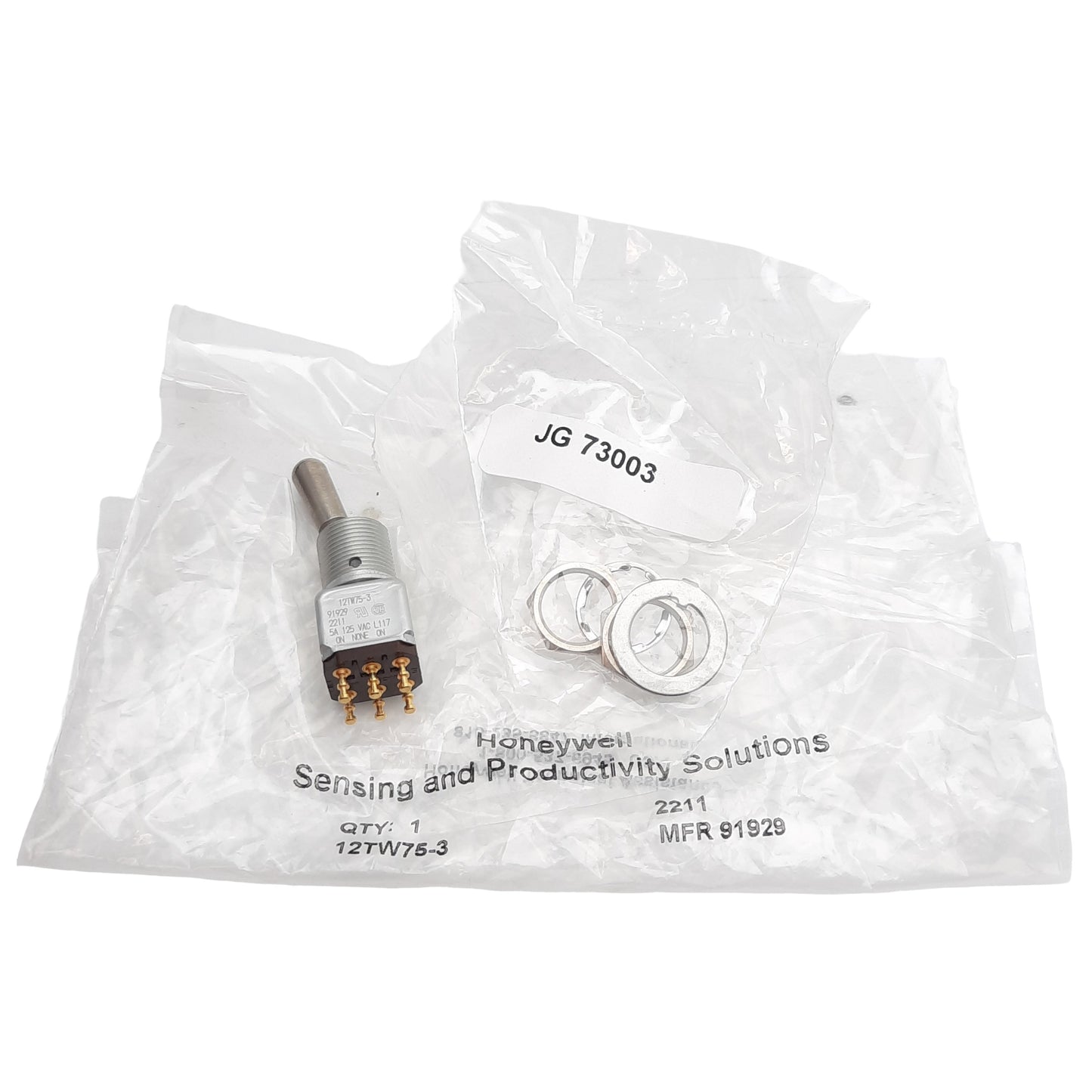 New Honeywell 12TW75-3 Toggle Switch, DPDT 2-Pole 2-Position, 5A 115VAC/28VDC