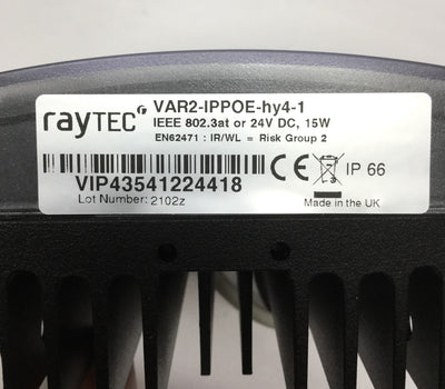 Used Raytec VAR2-IPPOE-hy4-1 Network LED Illuminator White/Infrared Light Hybrid, PoE
