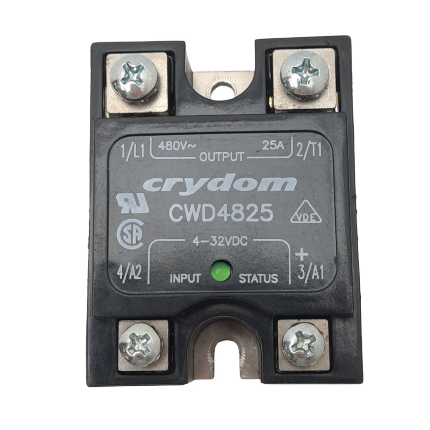 Used Crydom CWD4825 Solid State Relay, SPST-NO, 4-32VDC In, 480VAC 25A Max Out