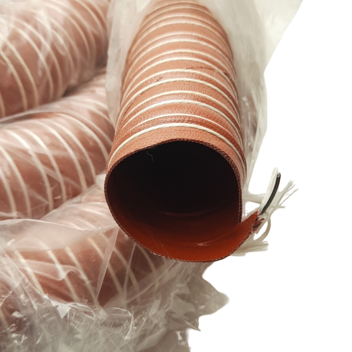 Used High Temperature Material Feed Hose, 1.25in ID x 19.5ft, 2-Ply Silicone