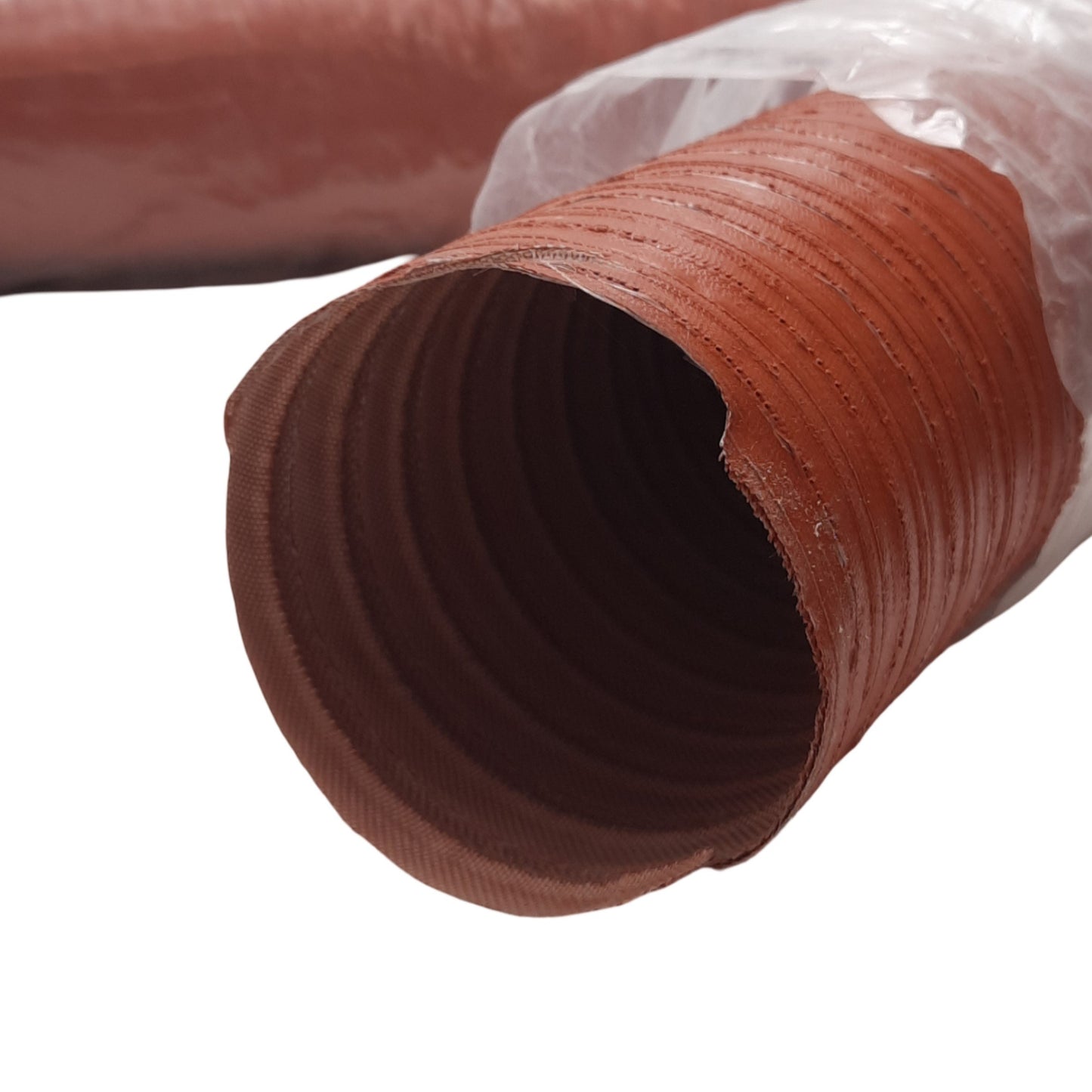 Used High Temperature Material Feed Hose, 3in ID x 20ft, 2-Ply Silicone Wire Lined