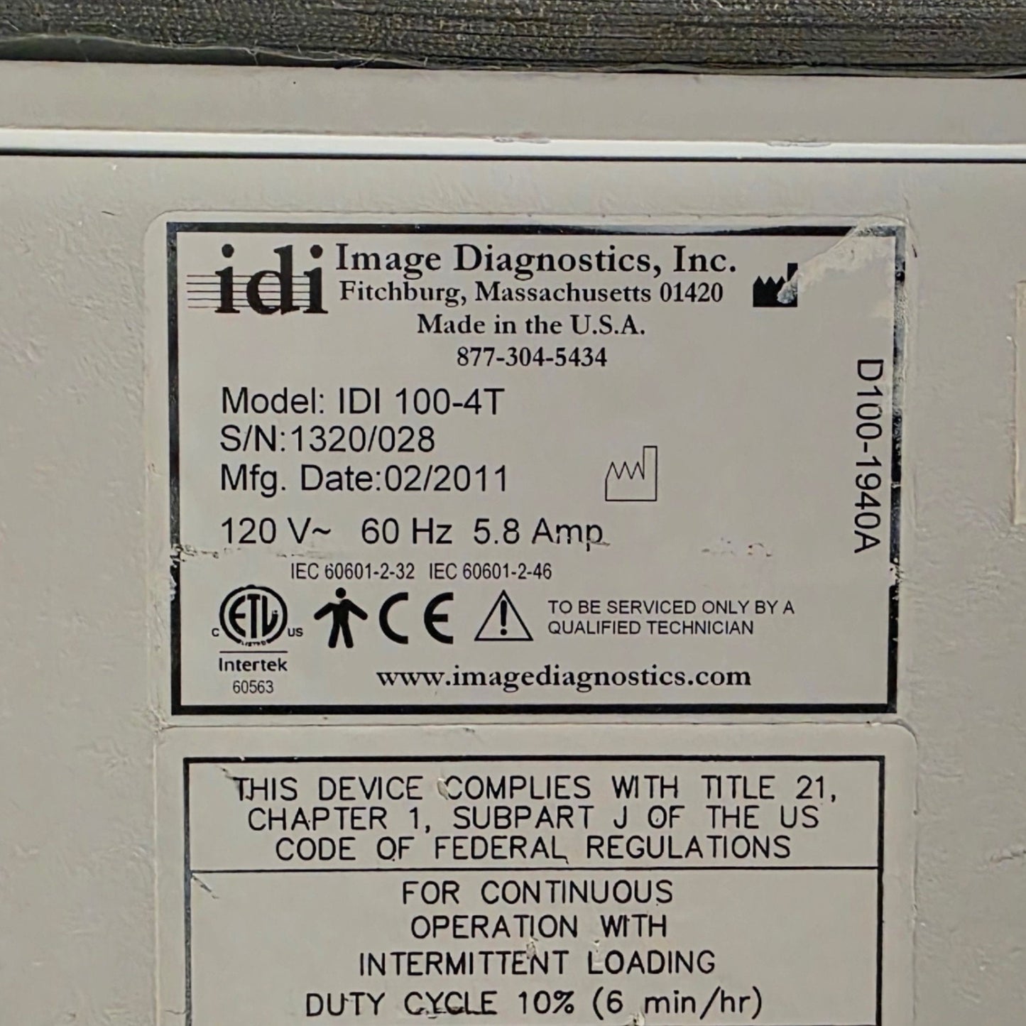 Used Image Diagnostics IDI 100-4T Aspect Motorized Elevation And 4-Way Float Table