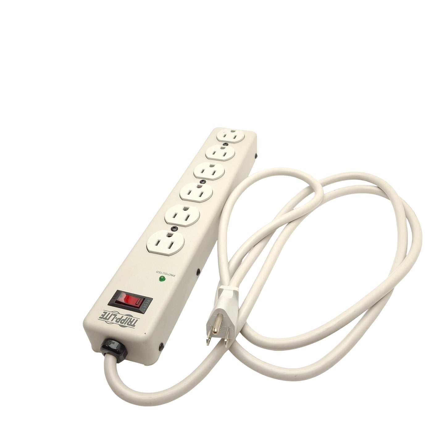 Used Tripp Lite TLM606HJ Surge Protection Power Strip, 6 Foot Cord, 15 AMP 120VAC