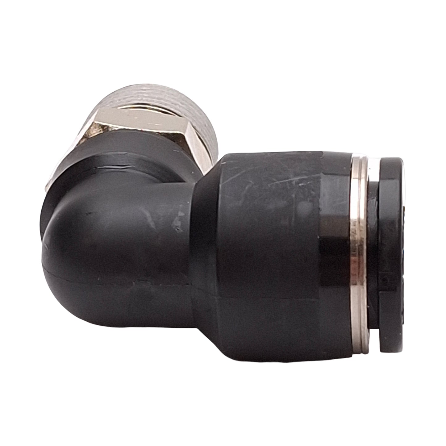 Used Lot of 10 Pisco PL12-03T Elbow Fitting, 90°, 1.0MPa, ø12mm One-Touch, R3/8 Male