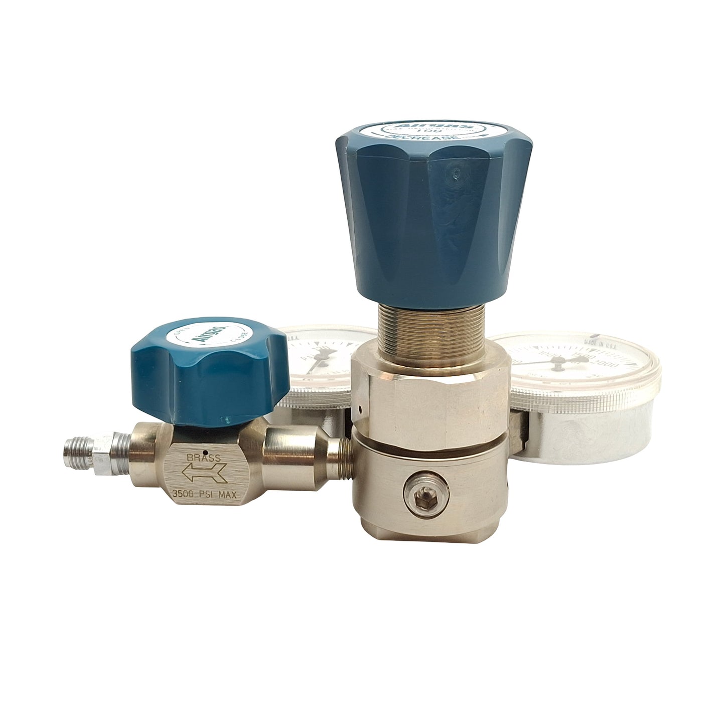 Used Airgas Y11-N145DHF Two Stage Pressure Regulator, 1/2" FNPT Connection, 5 Ports