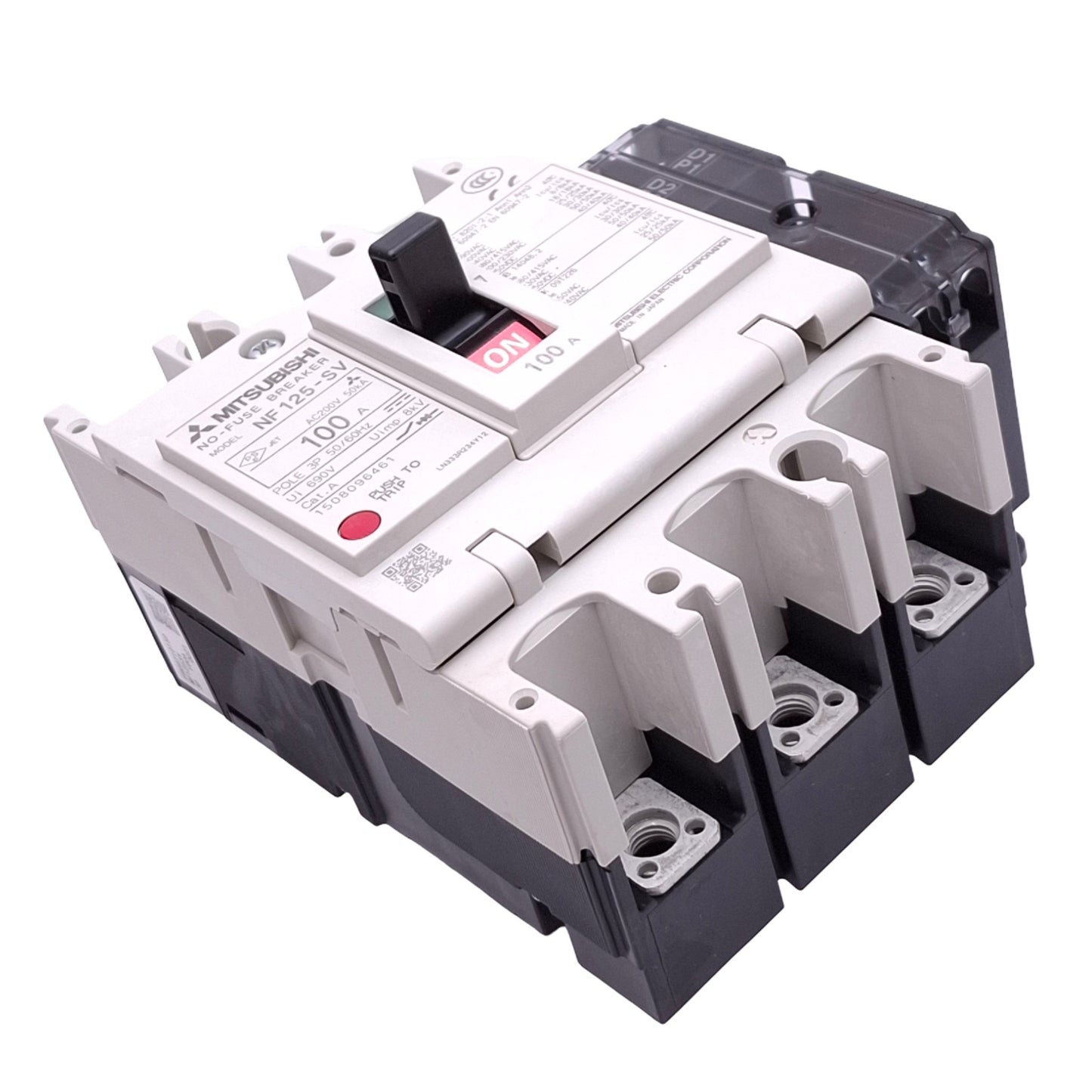 New Mitsubishi NF125-SV 3P 100A Circuit Breaker w/ UVT Module, 3-Pole, 100A, 690VAC