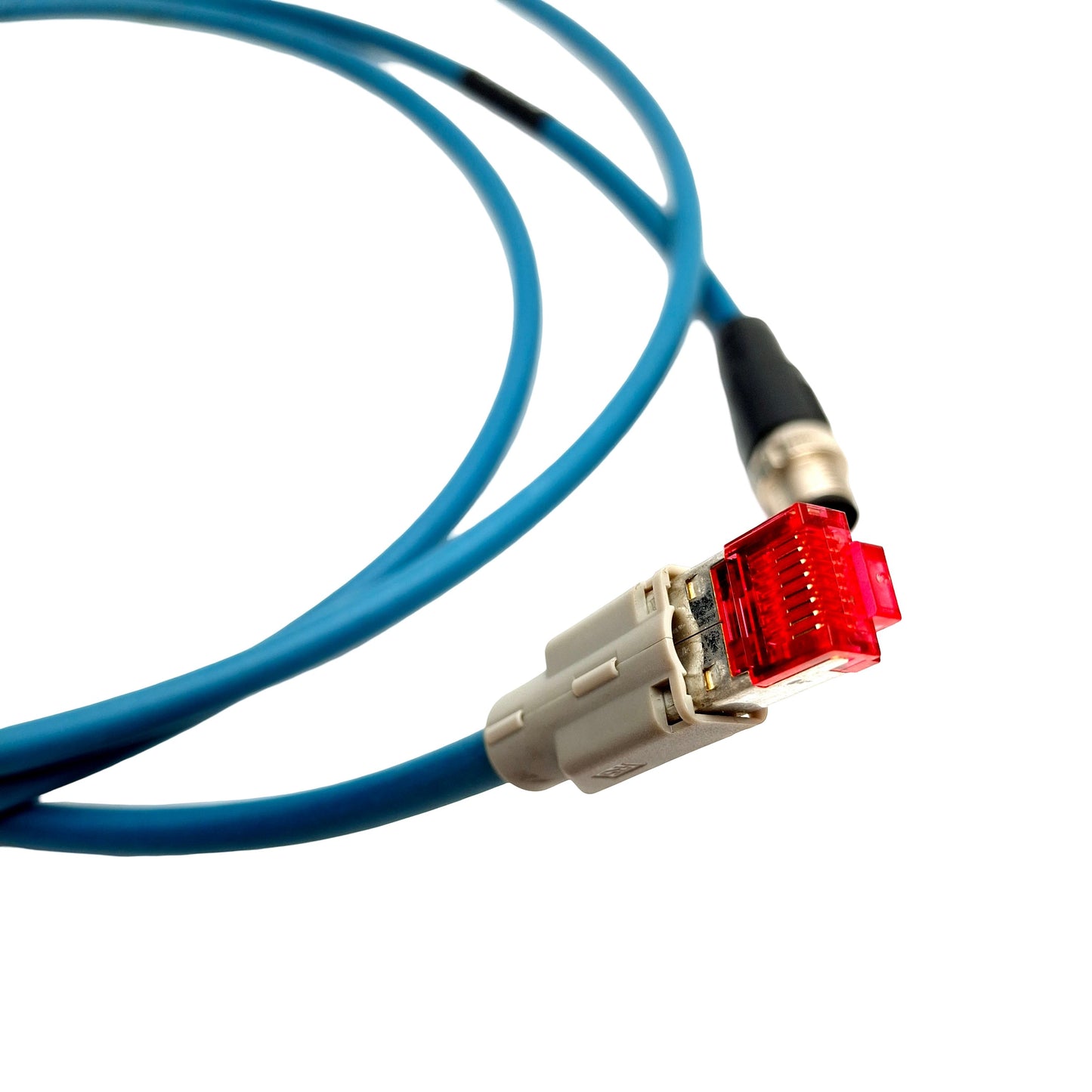 Used Keyence OP-87457 PLC Ethernet Cable M12 4-pin to RJ-45 2 Meters Length