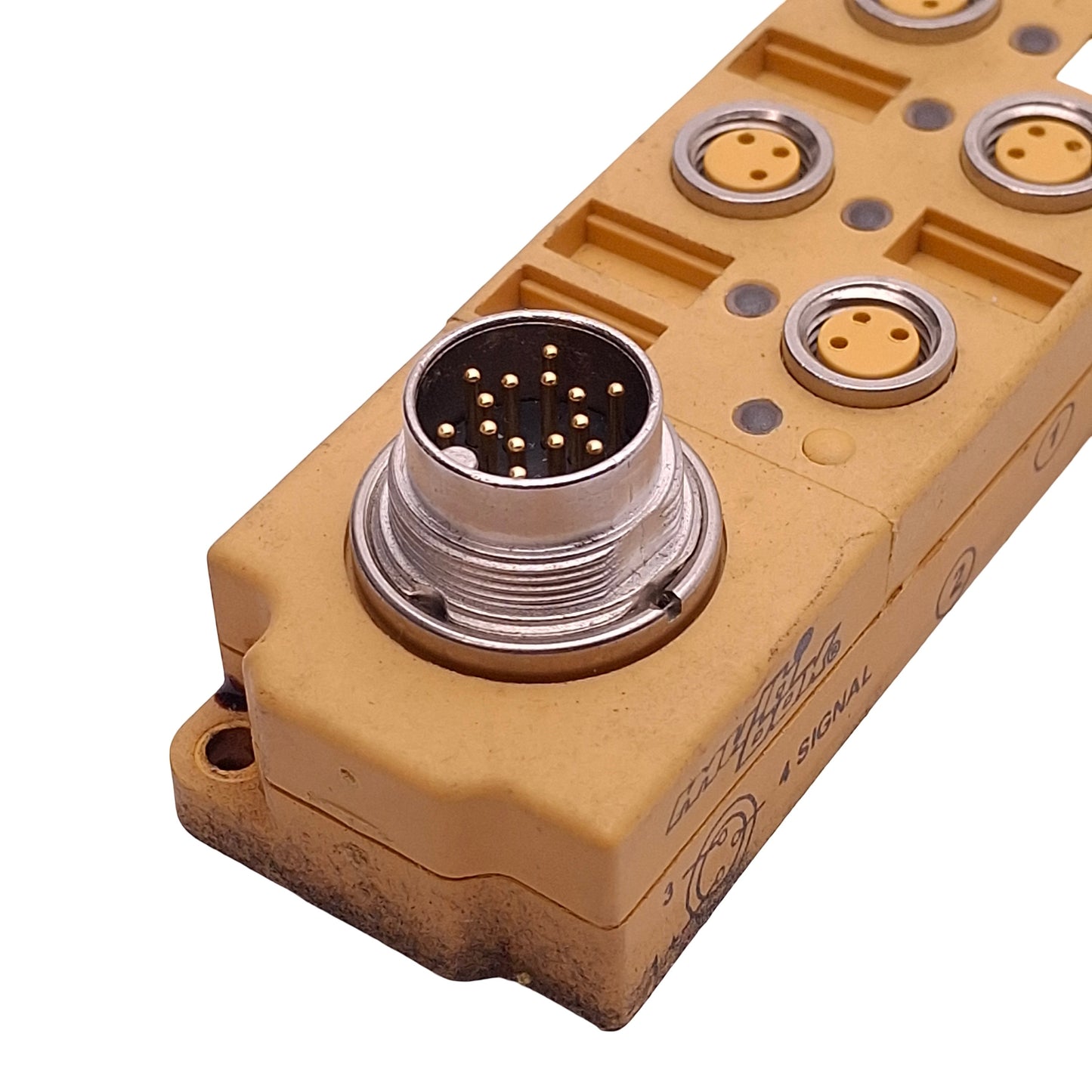 Used Turck VB803M-BS14 Passive Junction, 8-Port x 3-Pin M8 Female, 14-Pin M16 Male