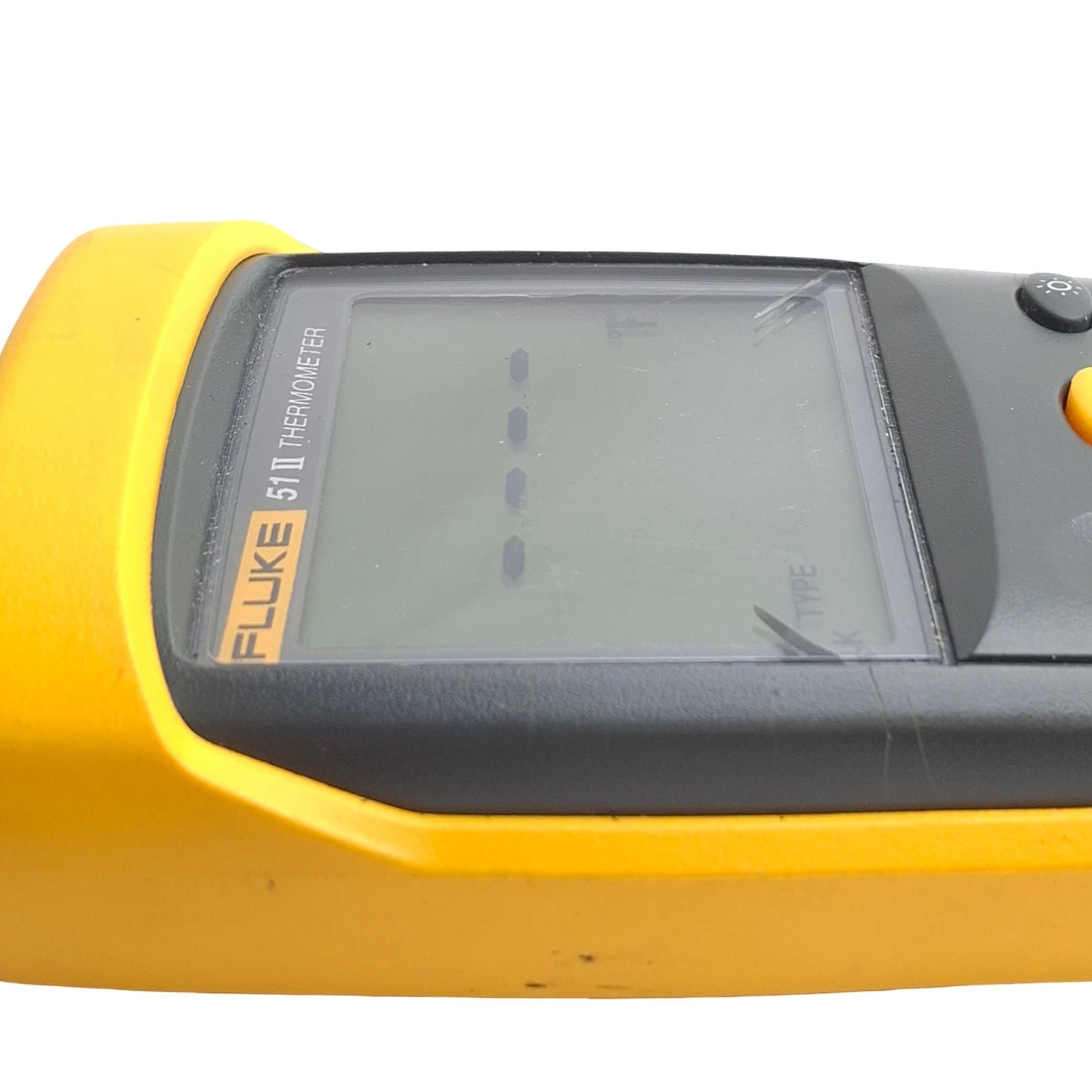Used Fluke 51 II Handheld Portable Digital Probe Thermometer, K/J/T/E T/Cs, *Crack*