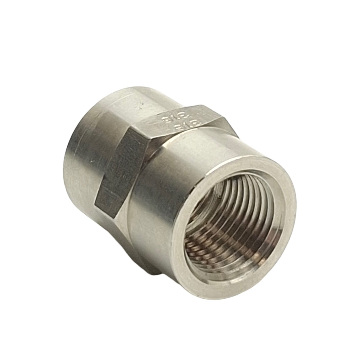 New – Open box Lot of 3 SSP 3/8HC Hex Coupling Pipe Fitting, 3/8in NPT to 3/8in NPT Female