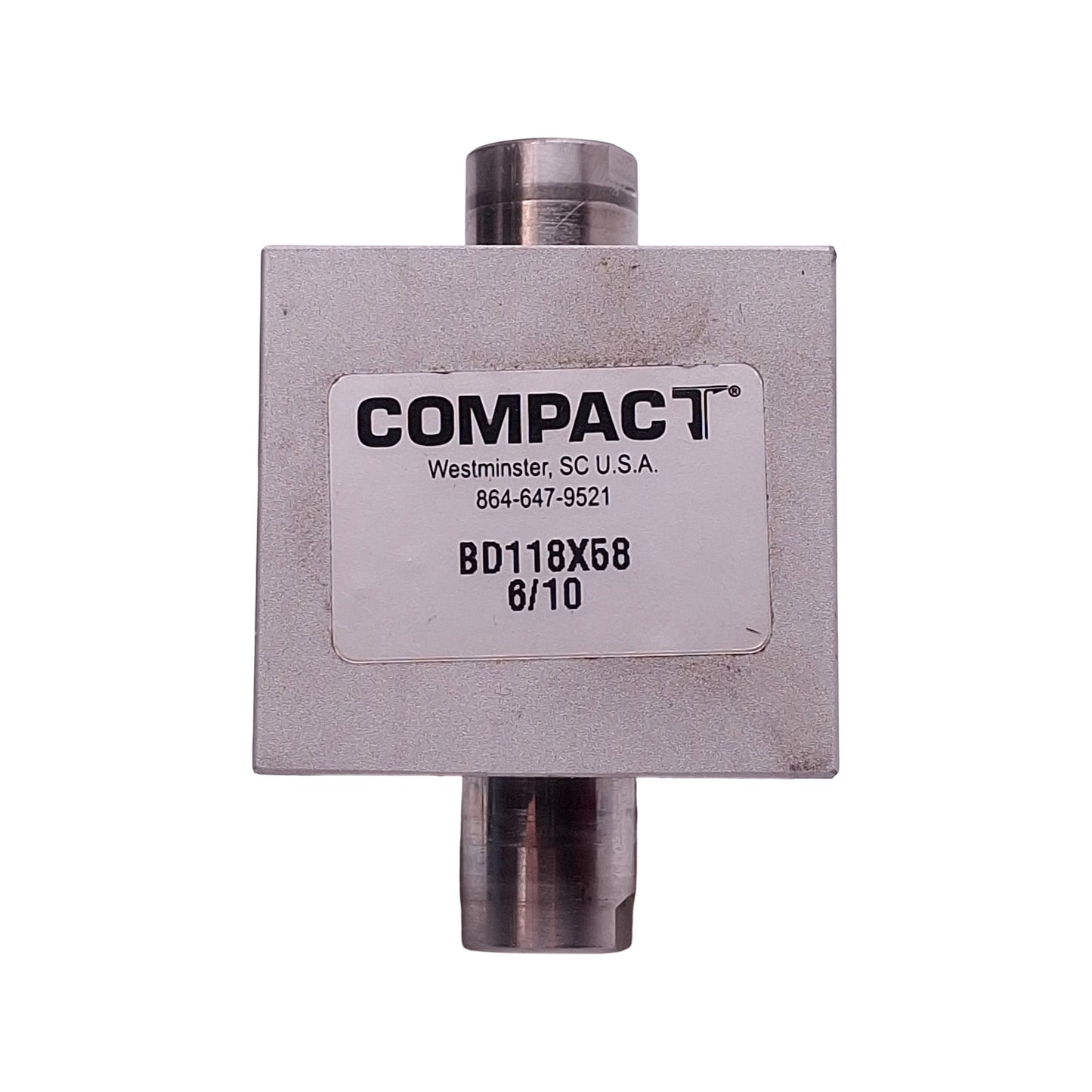 Used Compact BD118X58 Pneumatic Cylinder, 1-1/8in Bore, 5/8in Stroke, 1/8in NPT