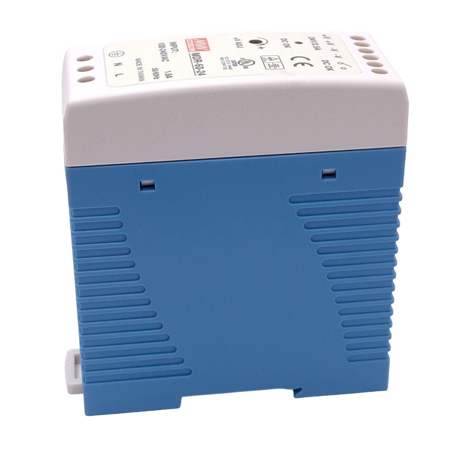 Used Meanwell MDR-60-24 Power Supply, 100-240VAC In, 24VDC 2.5A Out, 60W Max