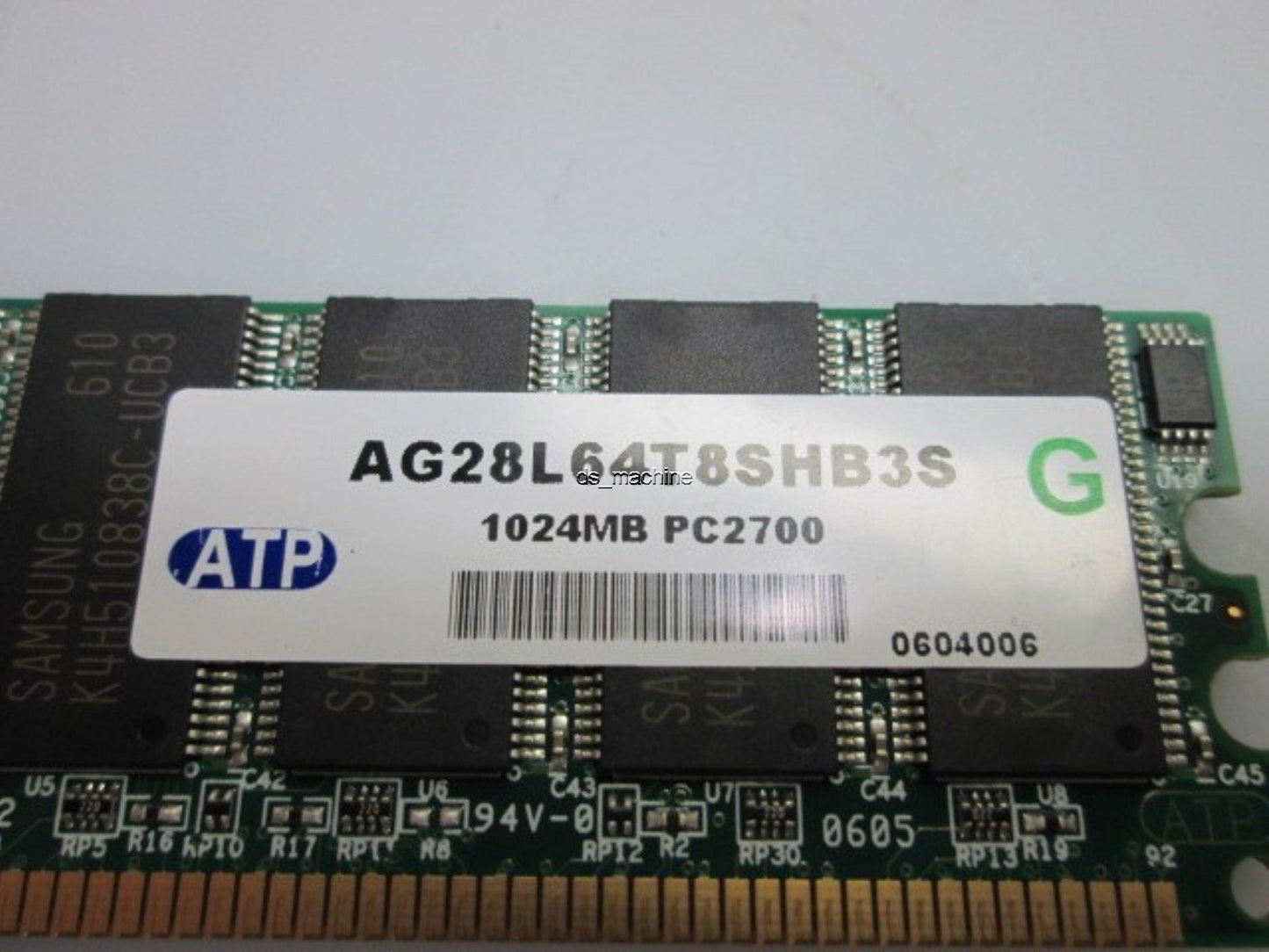 Used ATP Electronics AG28L64T8SHB3S RAM Memory Module 1024MB PC2700 1GB DIMM 184-Pin
