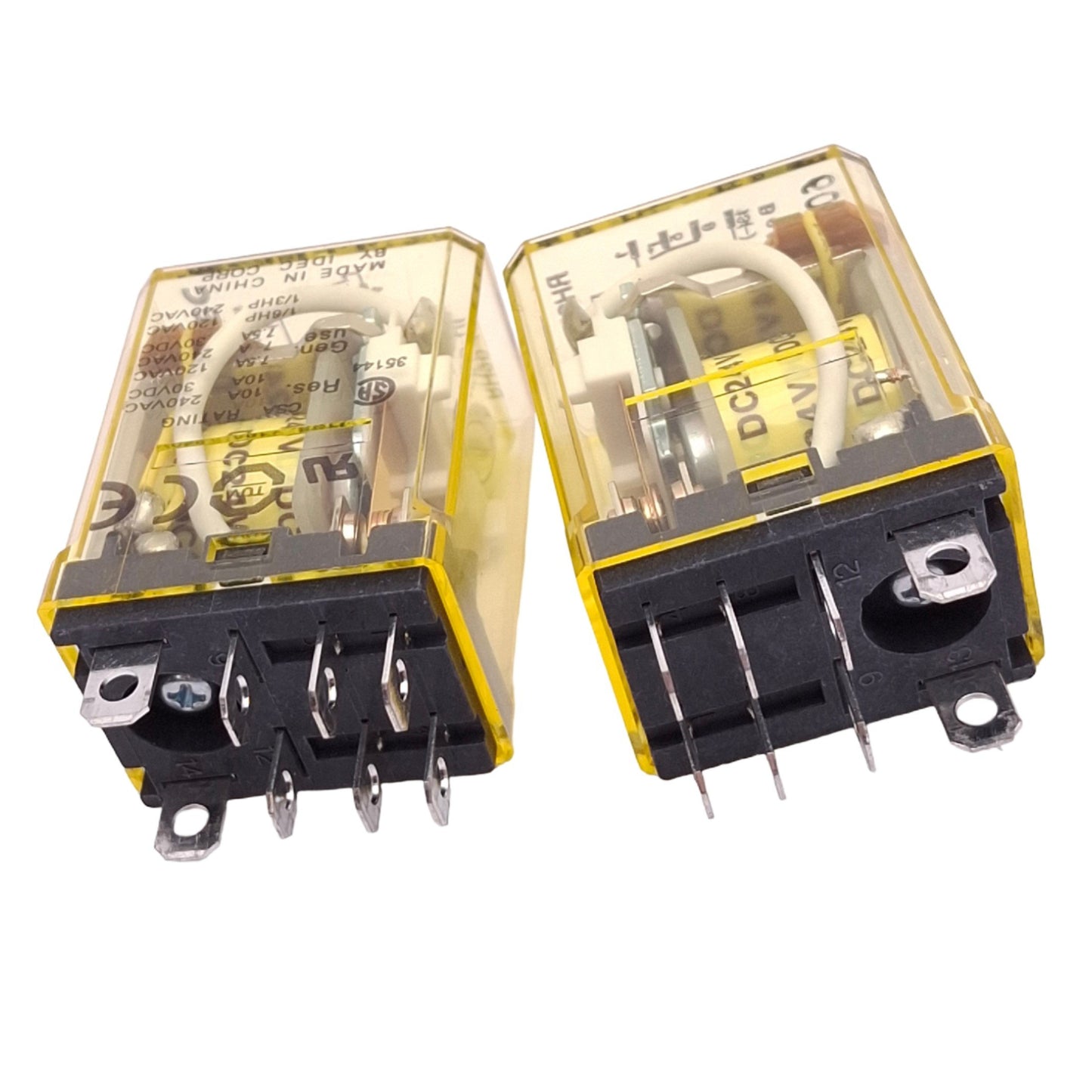 Used Lot of 2 IDEC RH2B-ULDC24V Plug-In Relays, DPDT, 8-pin, 10A Max, 24VDC Coil
