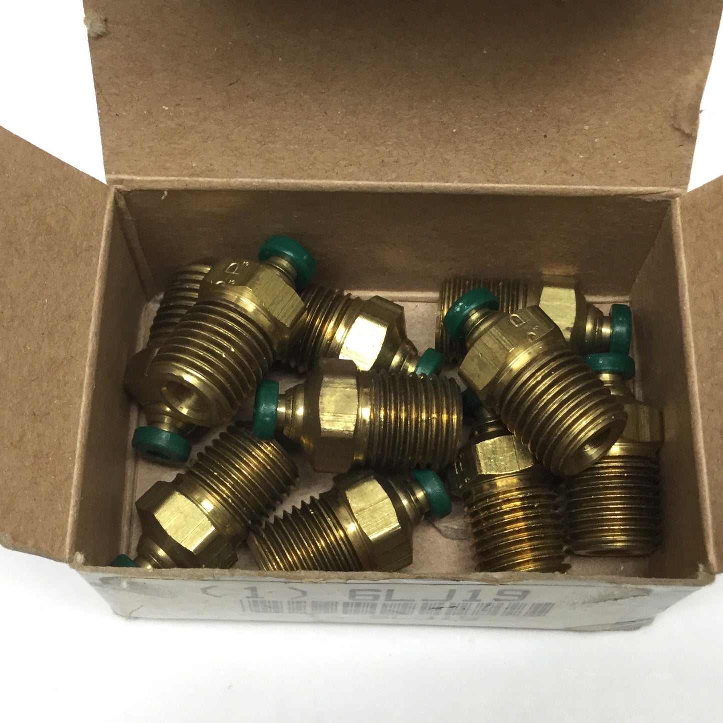 New – Open box Lot of 10 Parker 68PLP-2-4 Prestolok Push-in Fittings, 1/4" NPT to ⌀1/8" Tube