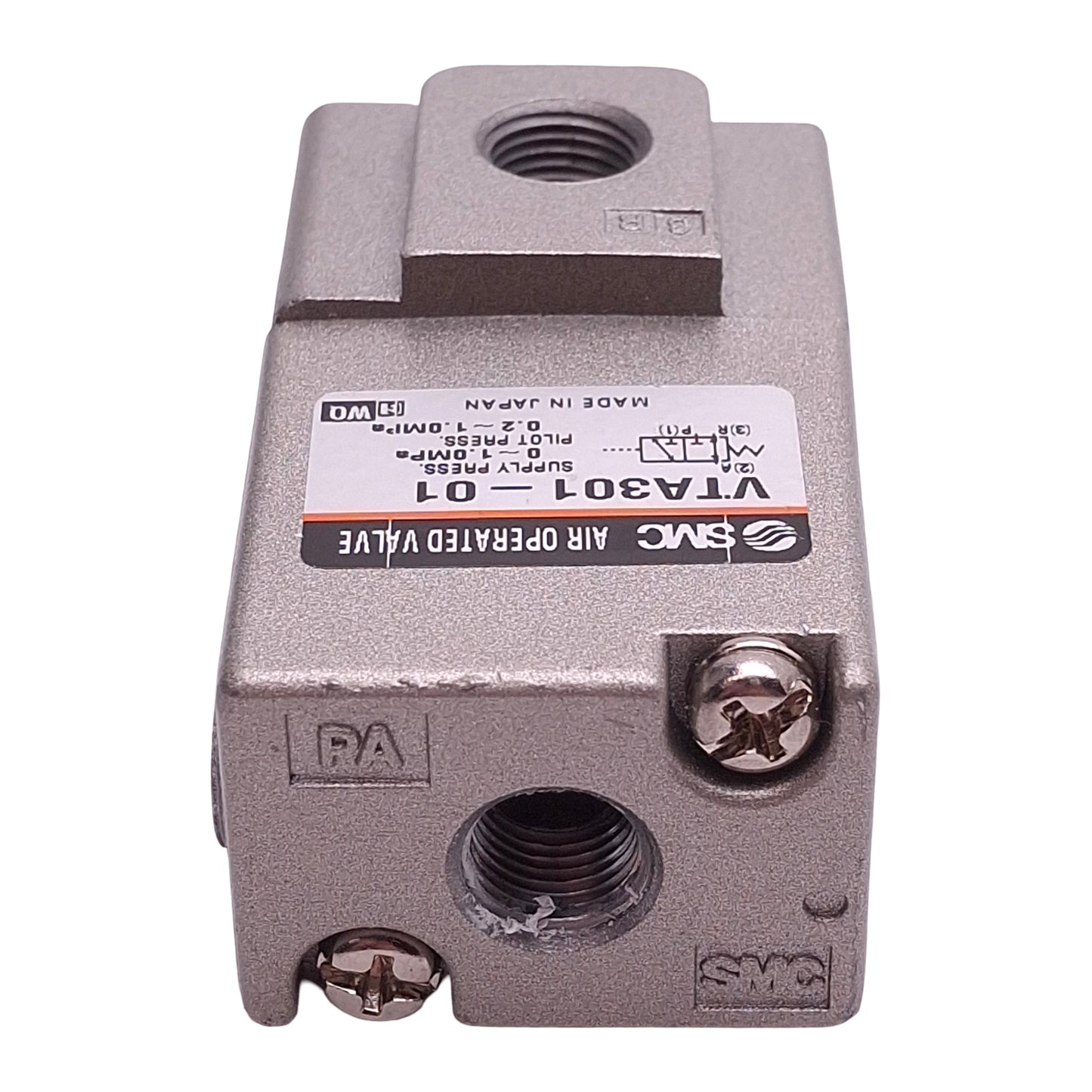 Used SMC VTA301-01 Pneumatic Valve, 3-Way, 1/8in NPT, 0-1.0MPa, 0.2-1.0MPa Pilot