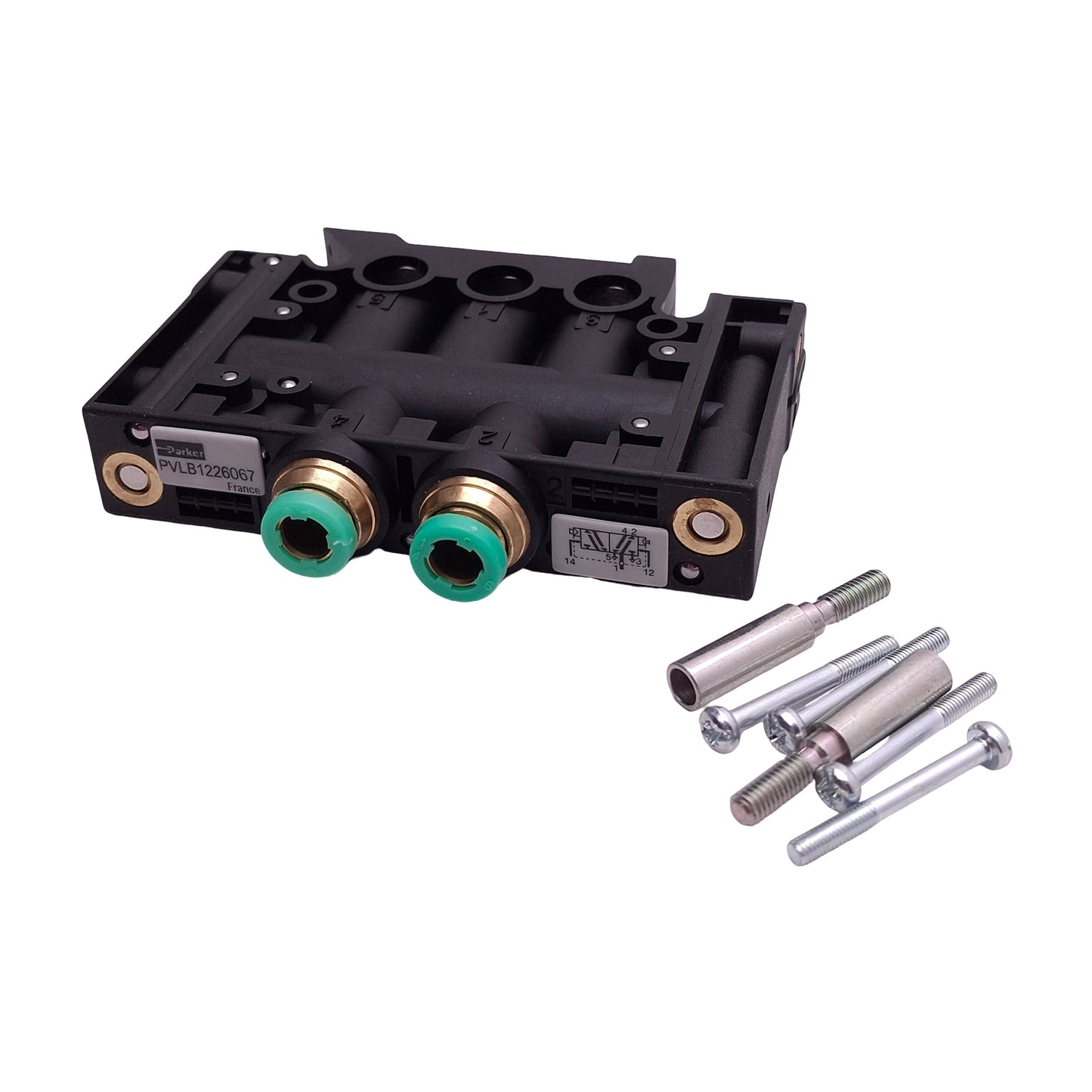 New Parker PVL-B1226067 Inline Valve Module, 5/2-Way Double Acting, ø1/4in Push-In