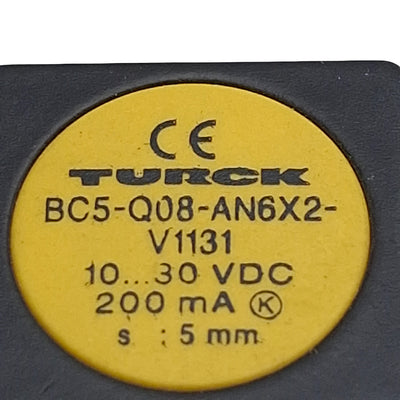Used Turck BC5-Q08-AN6X2-V1131 Capacitive Sensor, NPN, 5mm, 10-30VDC 200mA, 3-Pin M8
